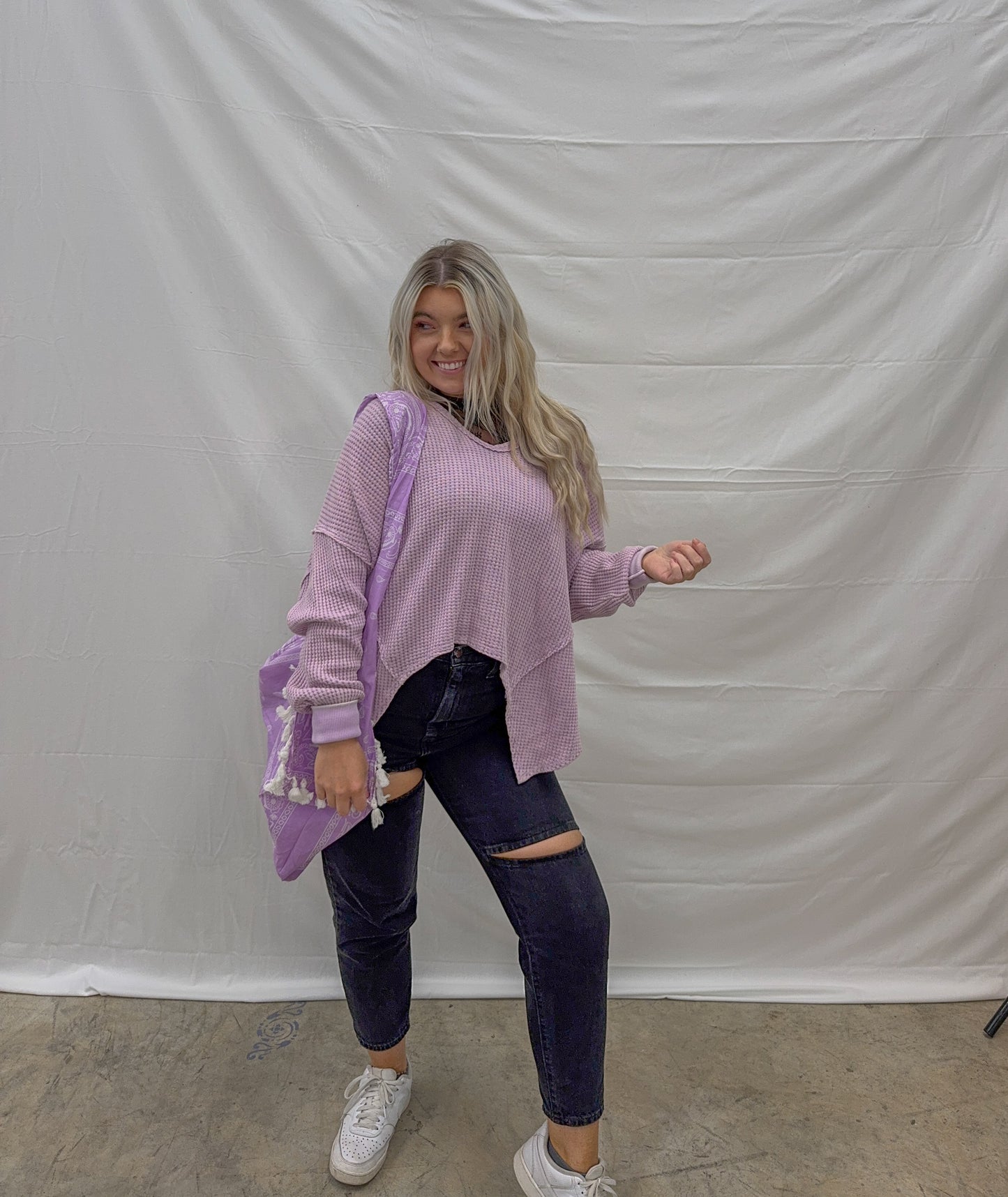 Lavender Rose Oversized Top