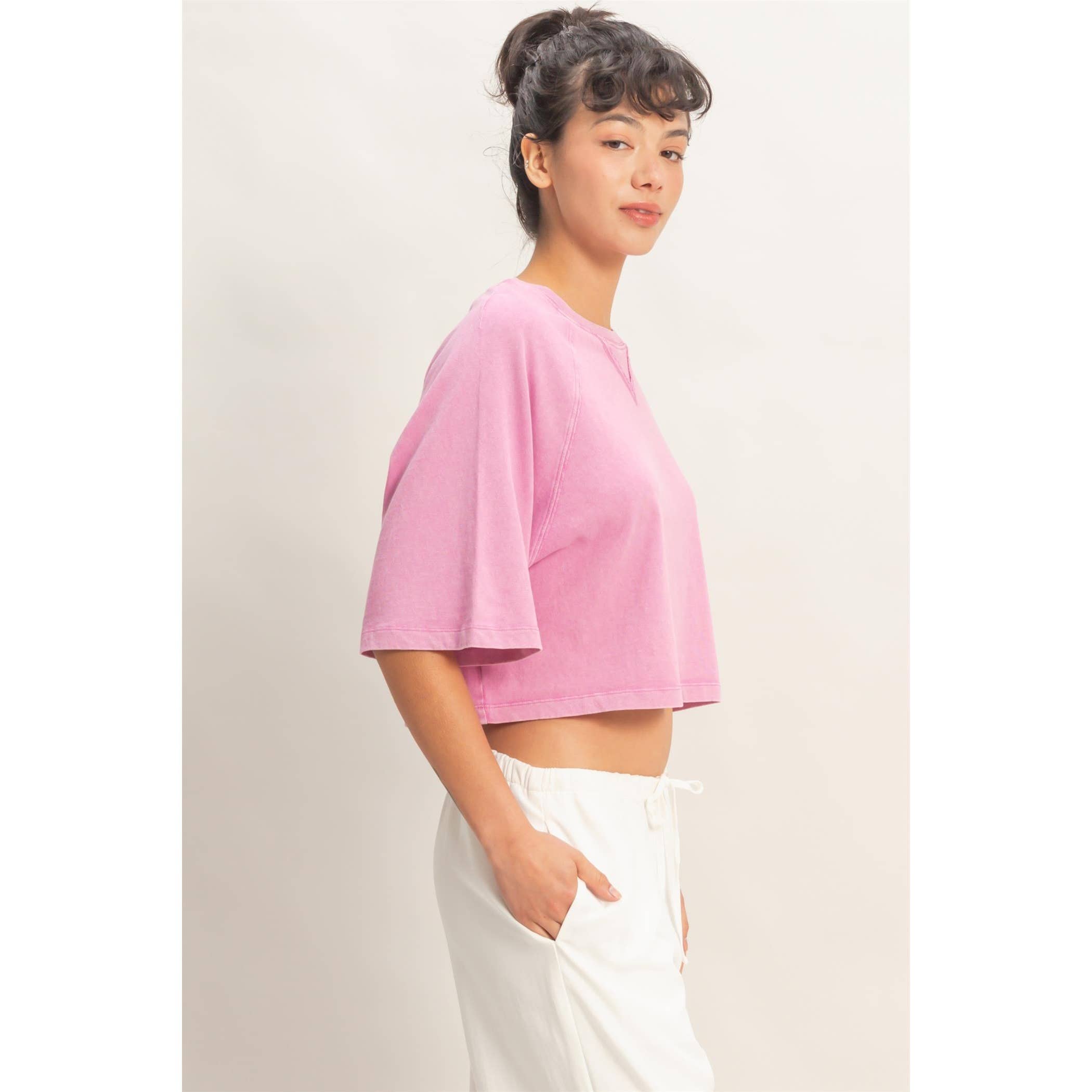 Mineral Washed Cropped Tee: NAVY / S-M-L(2-2-2)