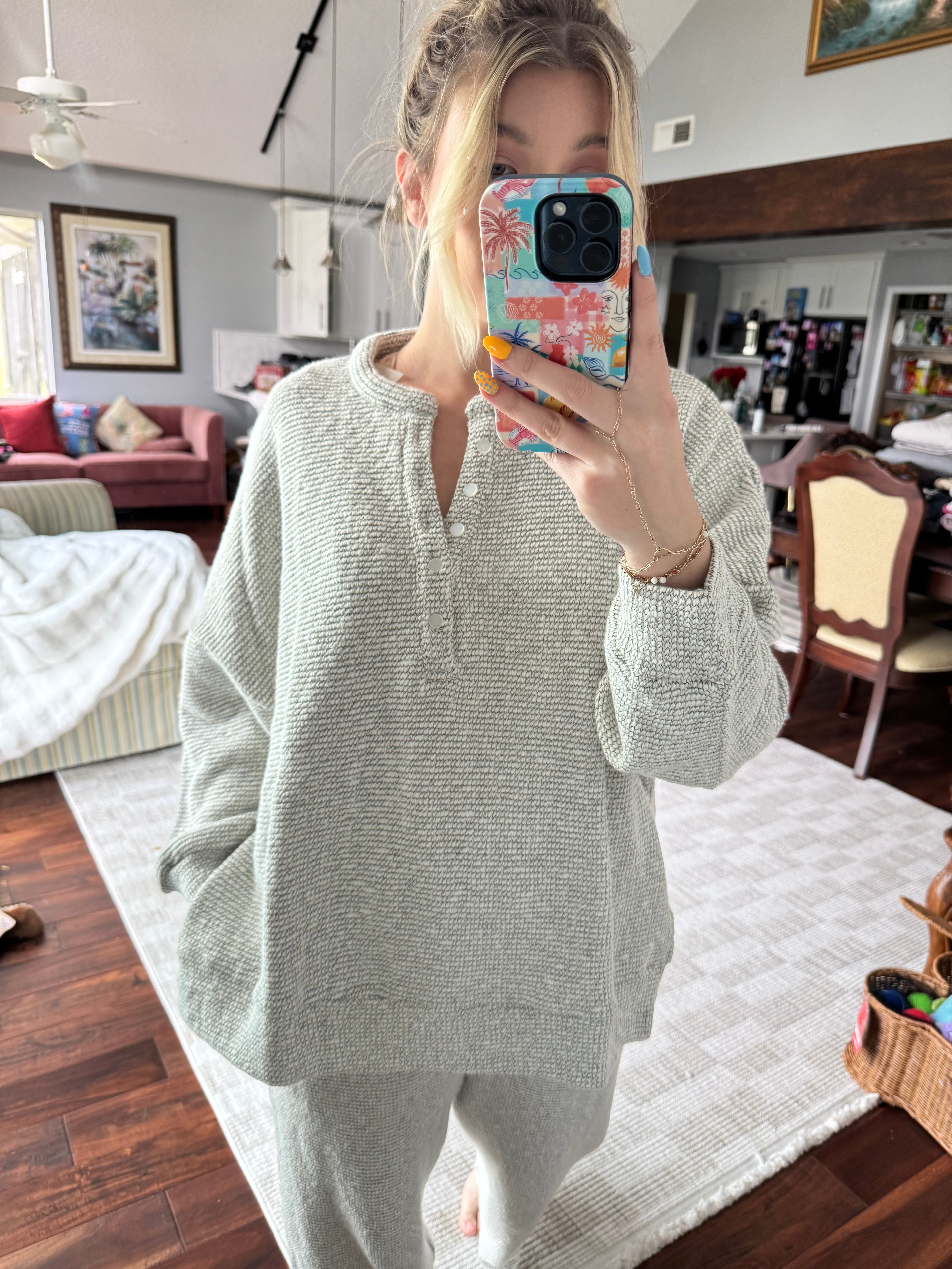 Marina Textured Knit Henley