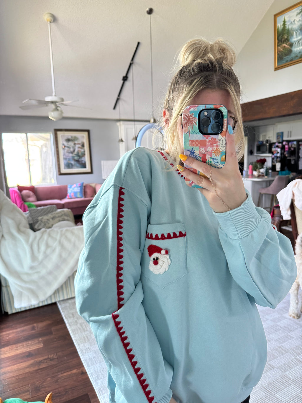 Stitched Santa Claus Pullover