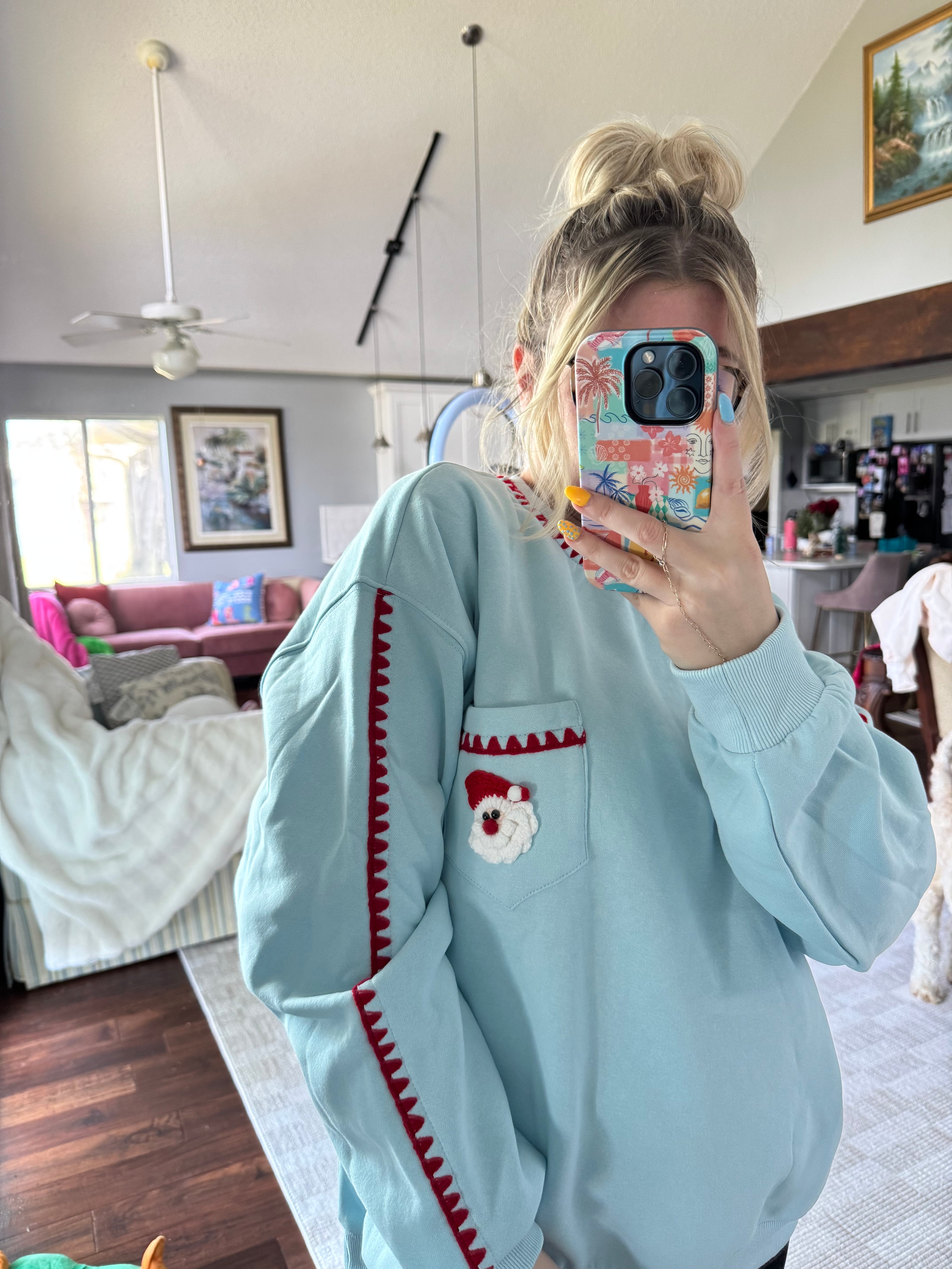 Stitched Santa Claus Pullover