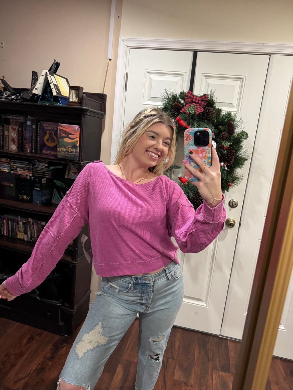 Pink Bay Boatneck Top