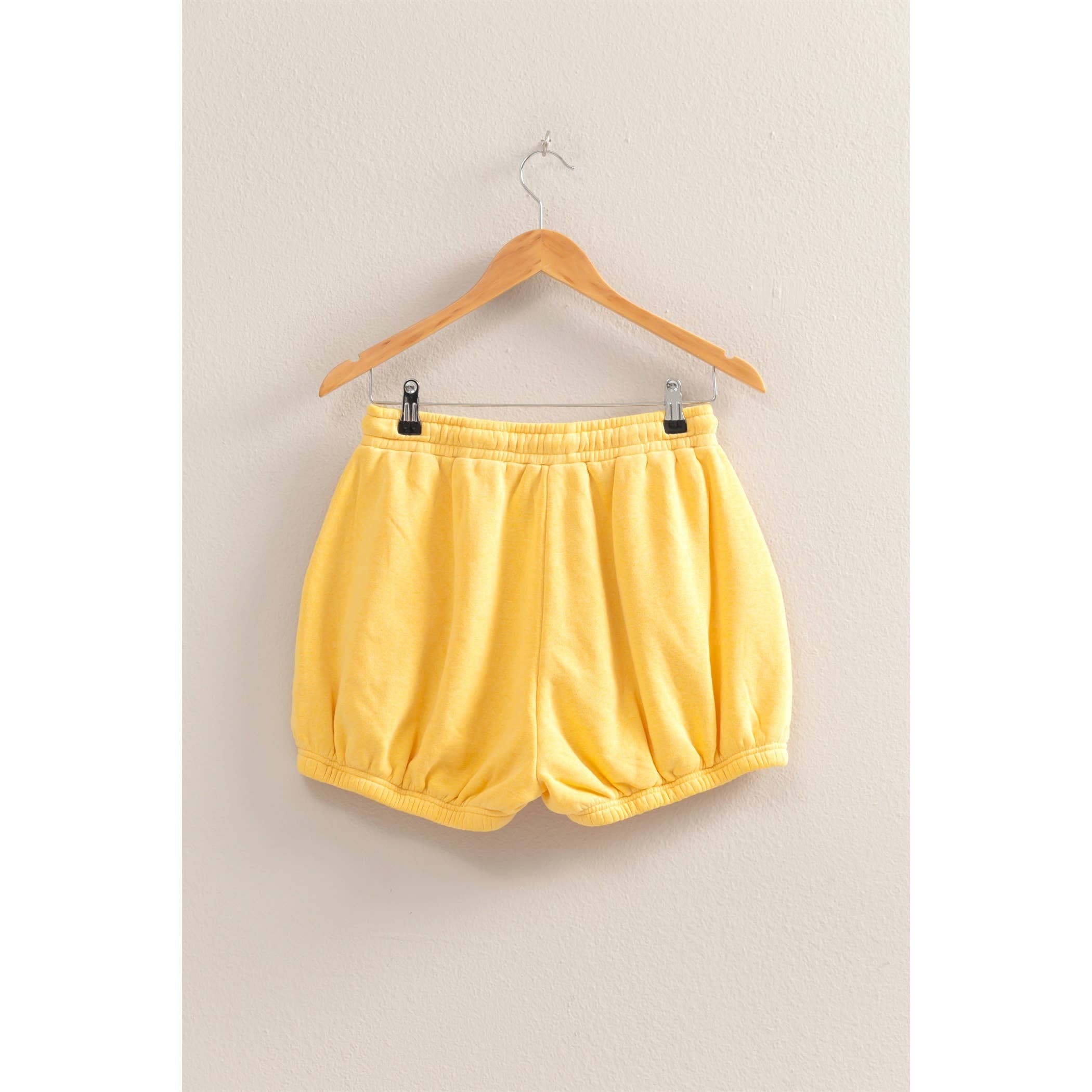 Drawstring Waist Bubbled Hem Shorts: CORAL / S-M-L(2-2-2)