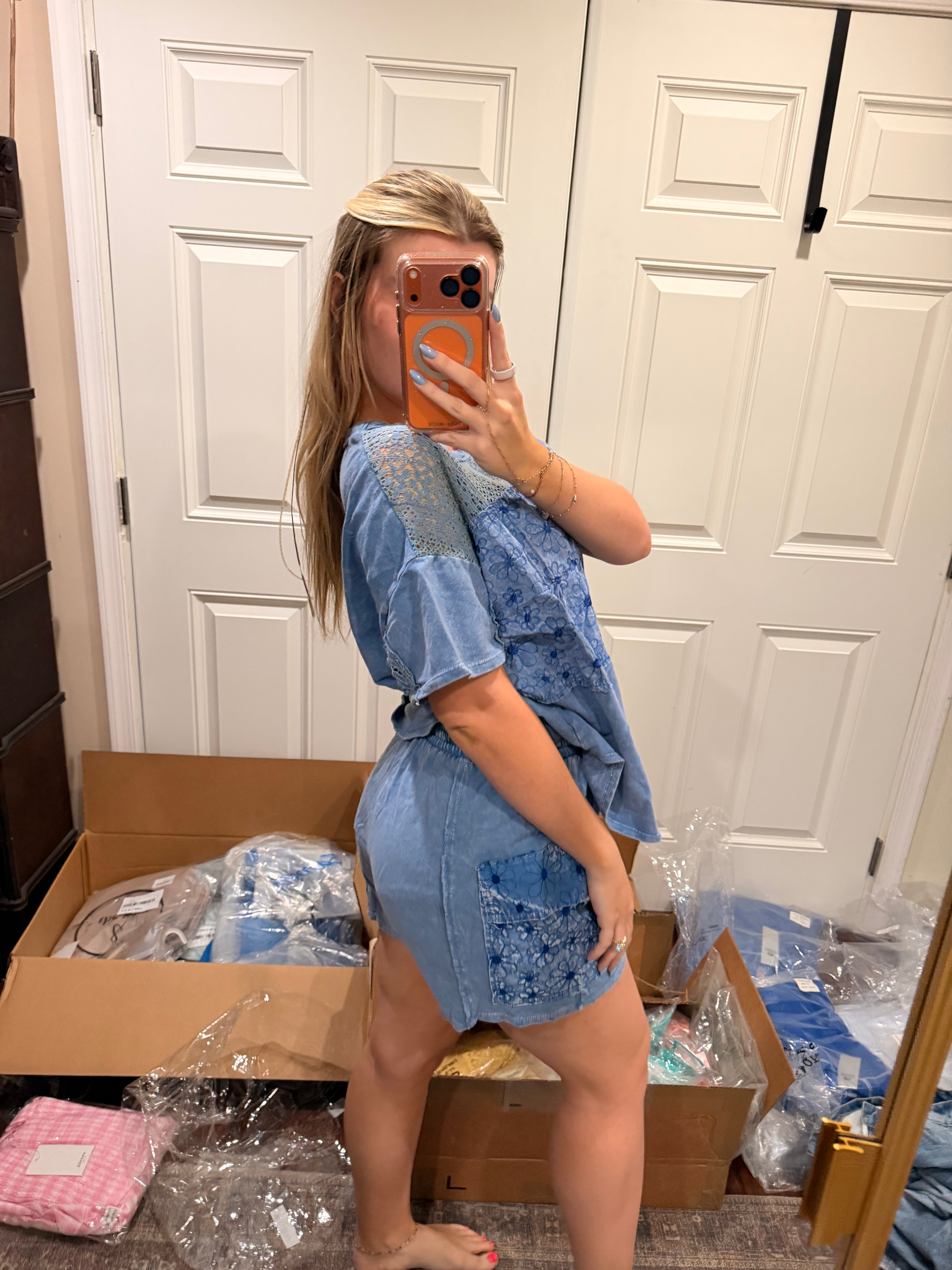 Blue Daisy Cargo Shorts