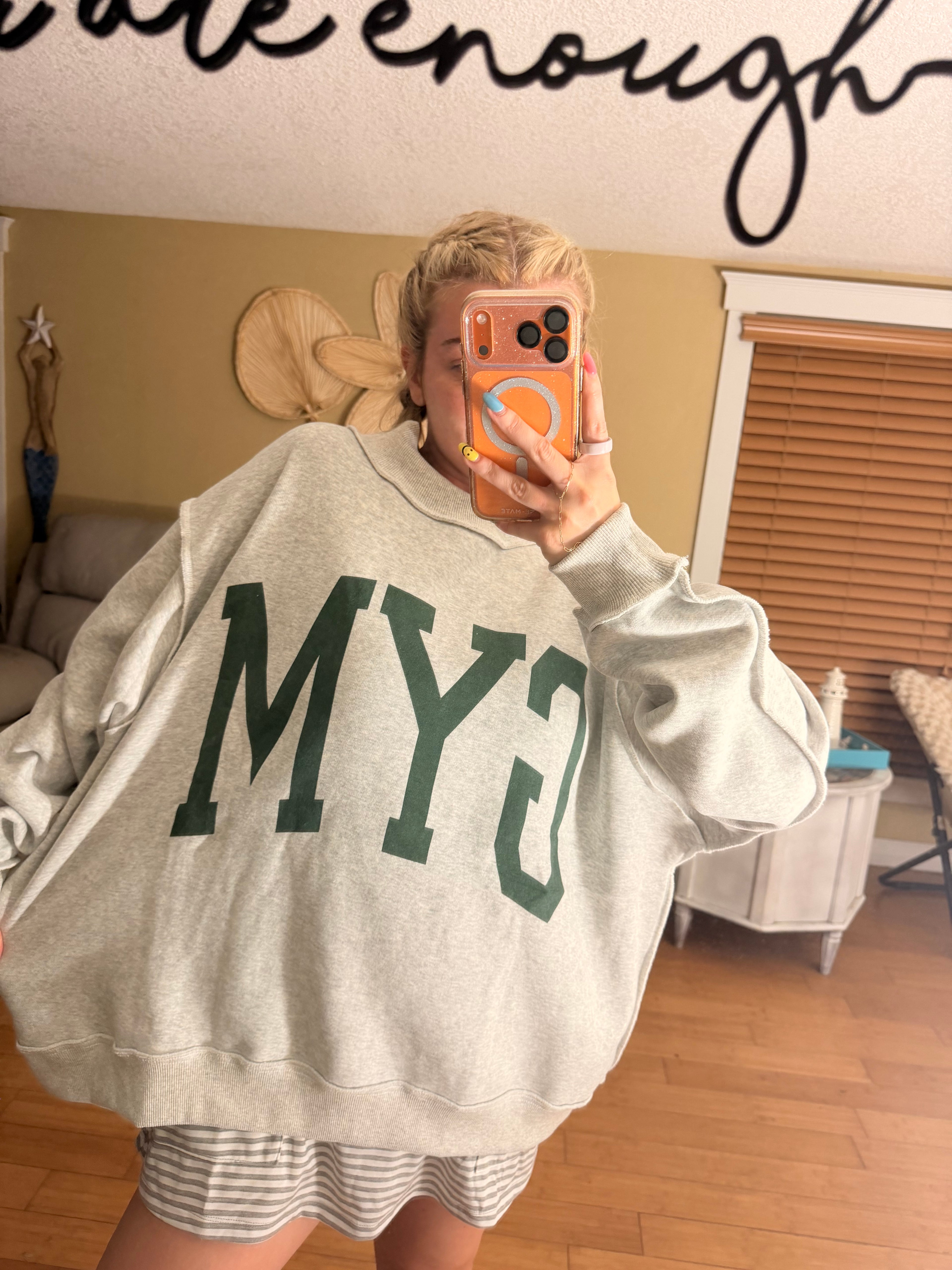 “Gym” “Bed” Reversible Mockneck