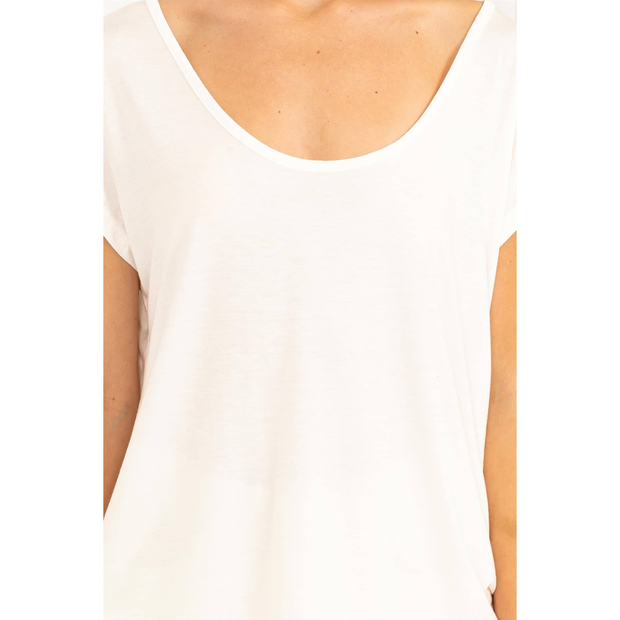 Scoop Neck Short Sleeves Top: PALE OLIVE / S-M-L(2-2-2)