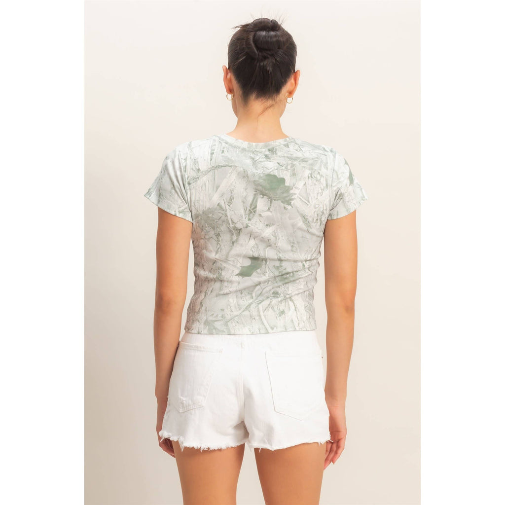 Fitted Crew Neck T-Shirt: OLIVE / S-M-L(2-2-2)