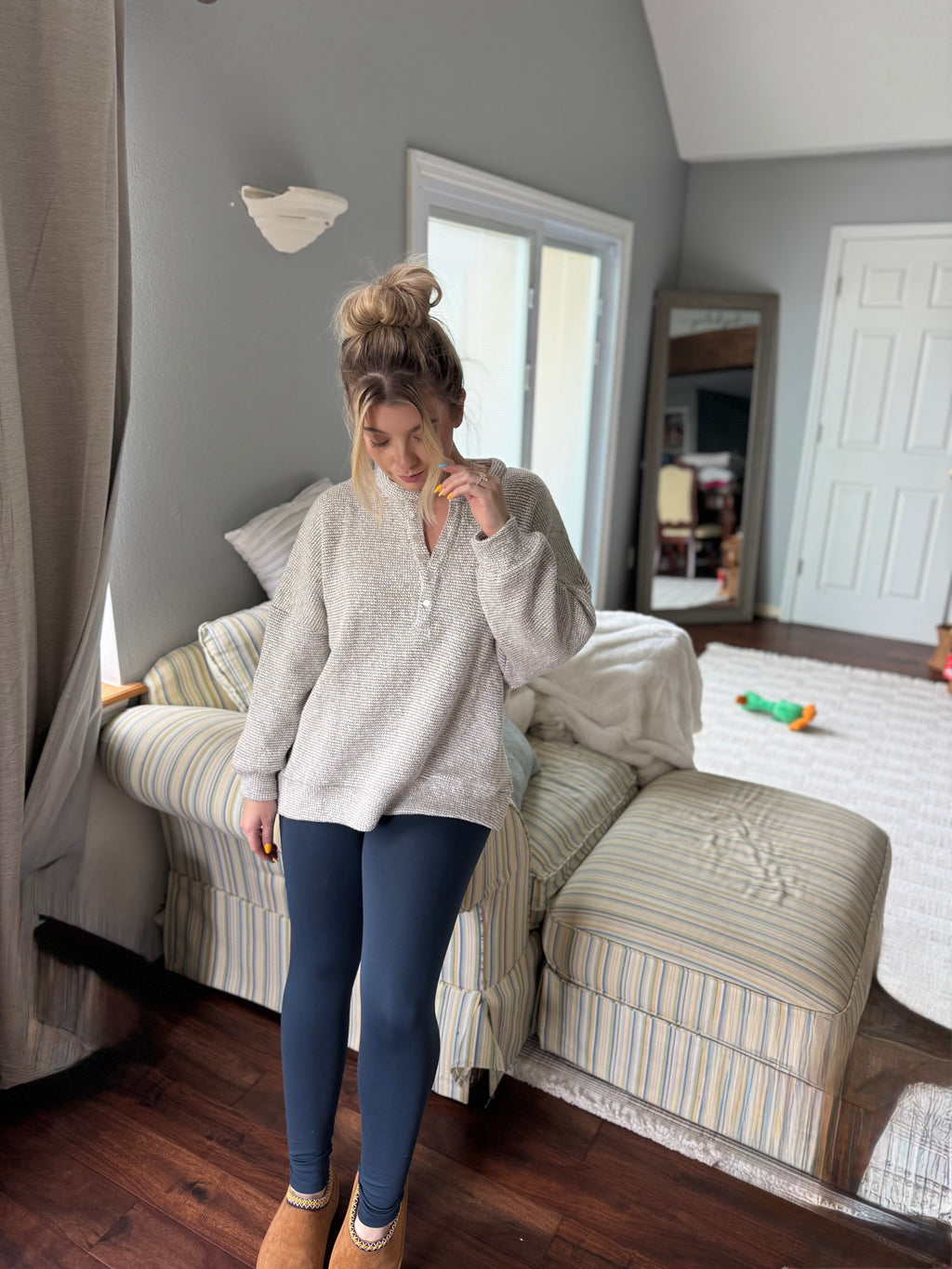 Marina Textured Knit Henley