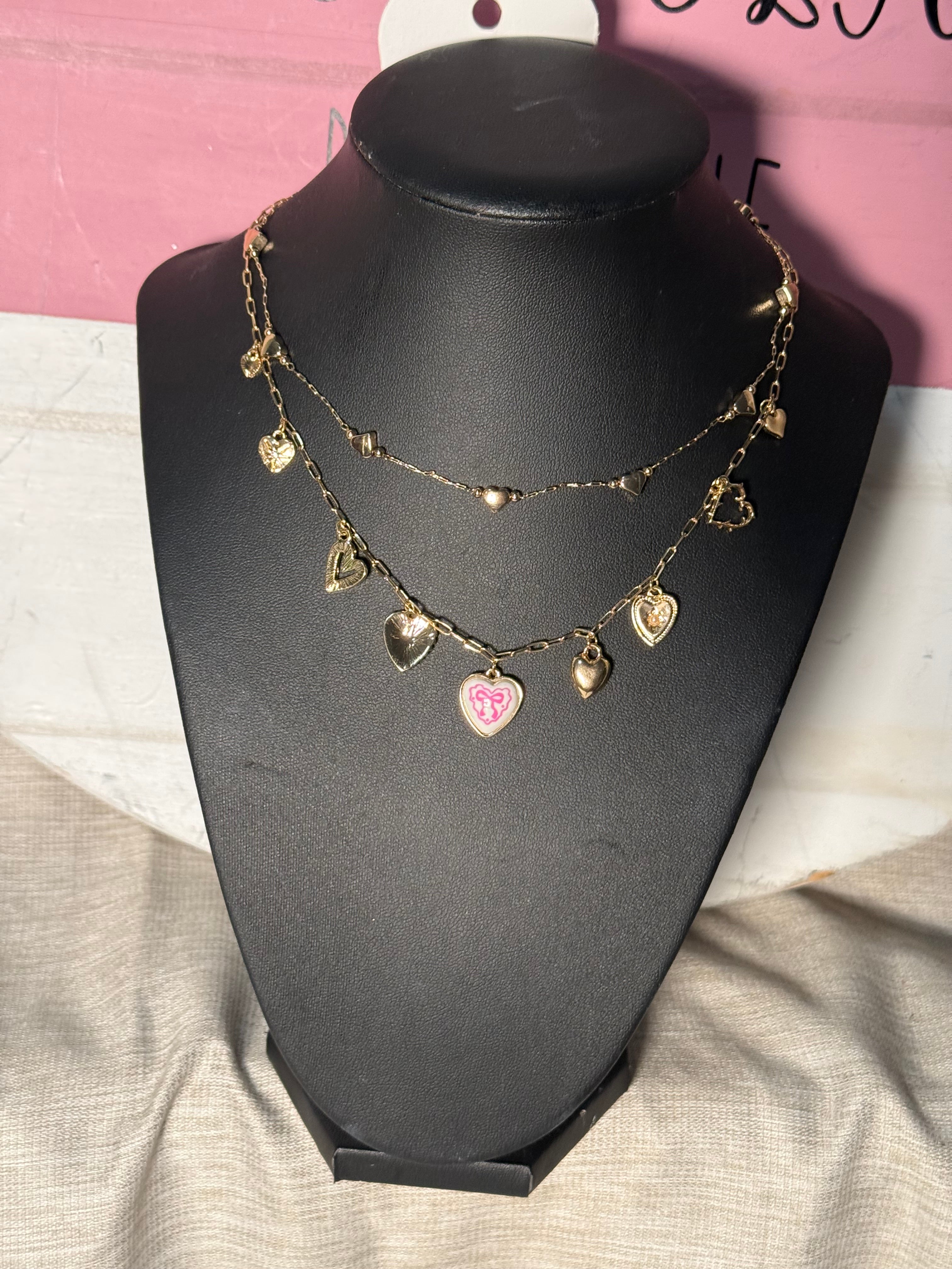The Heart Bow Charm Necklace