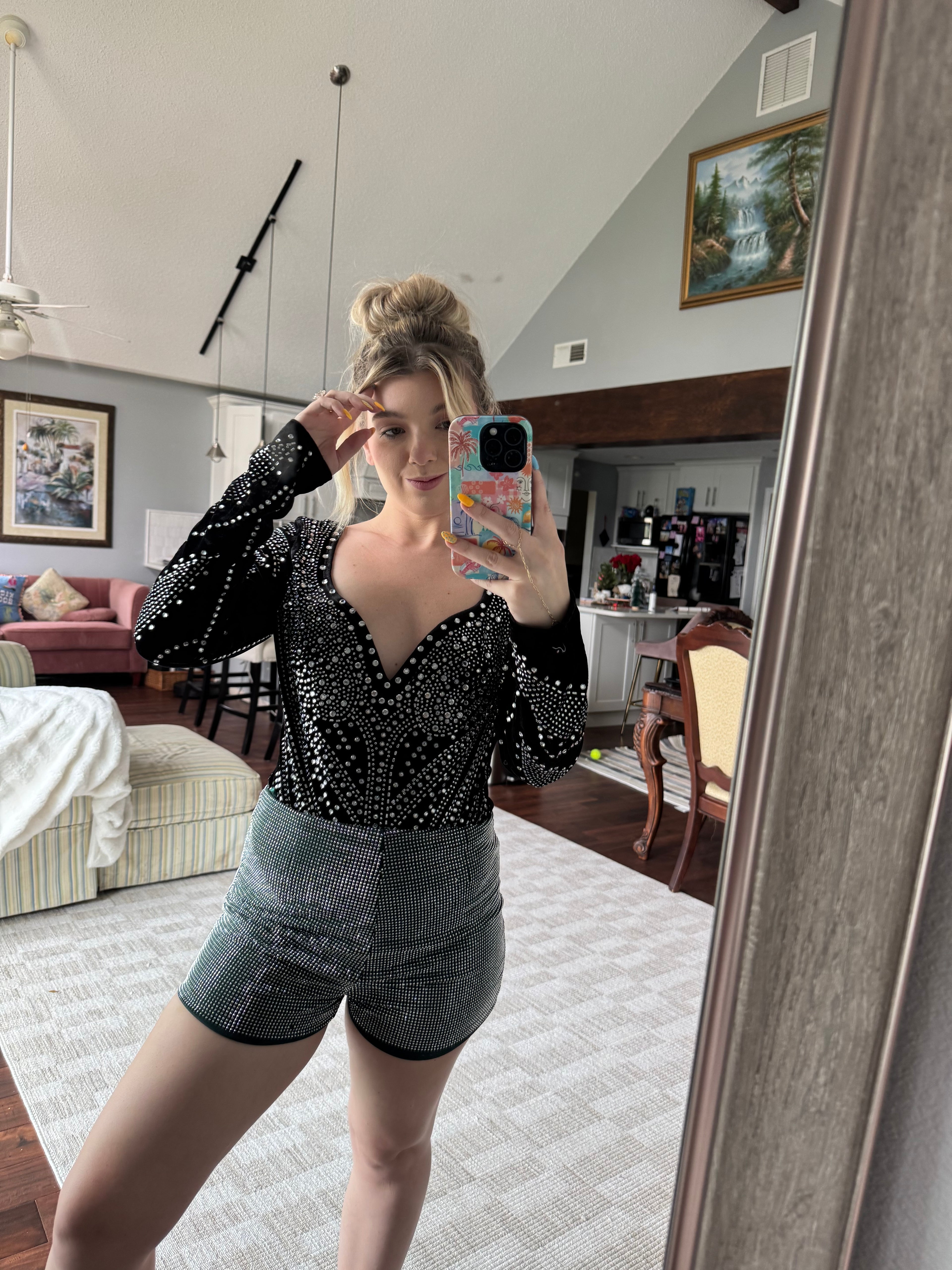 In The Pine Green Sparkle Shorts