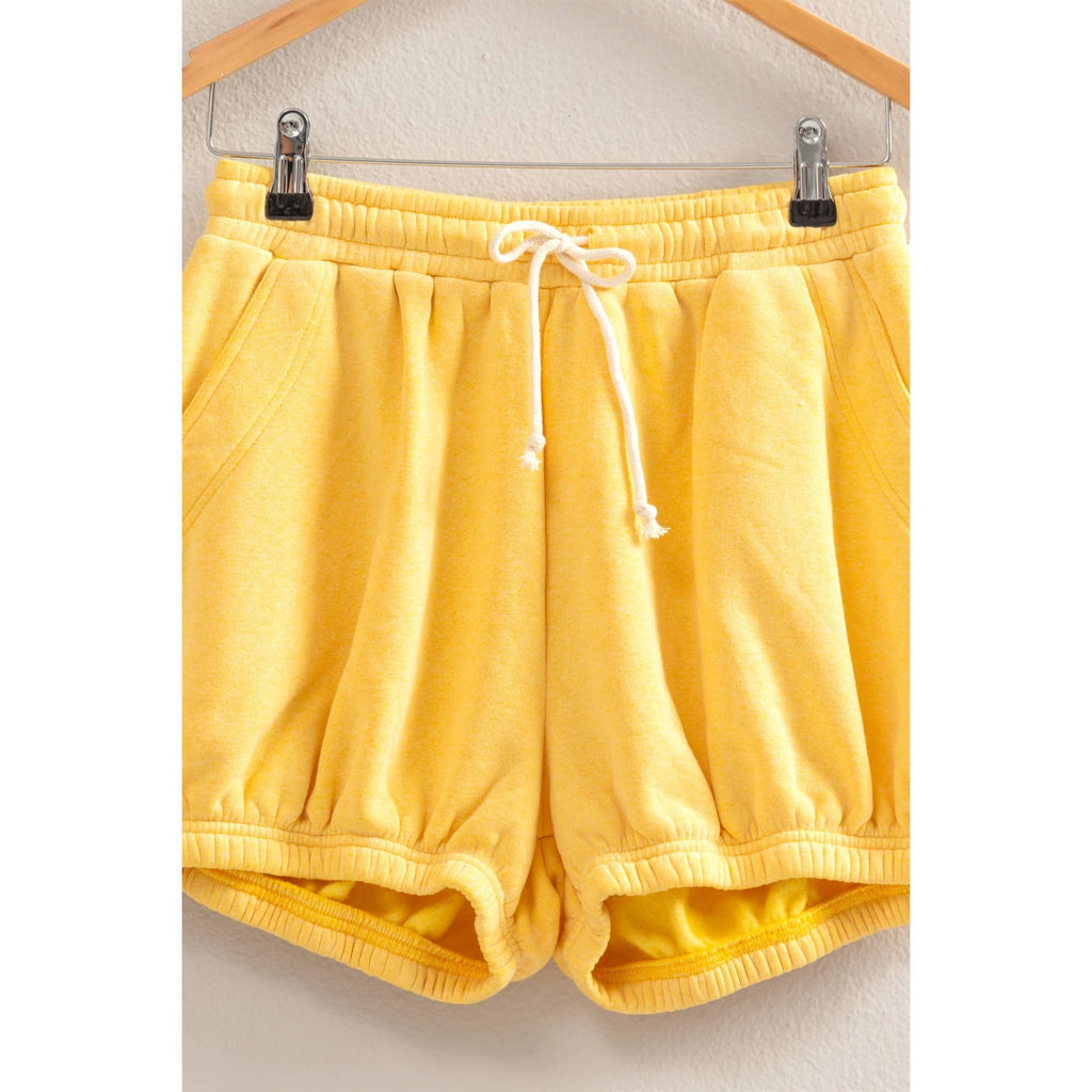 Drawstring Waist Bubbled Hem Shorts: CORAL / S-M-L(2-2-2)