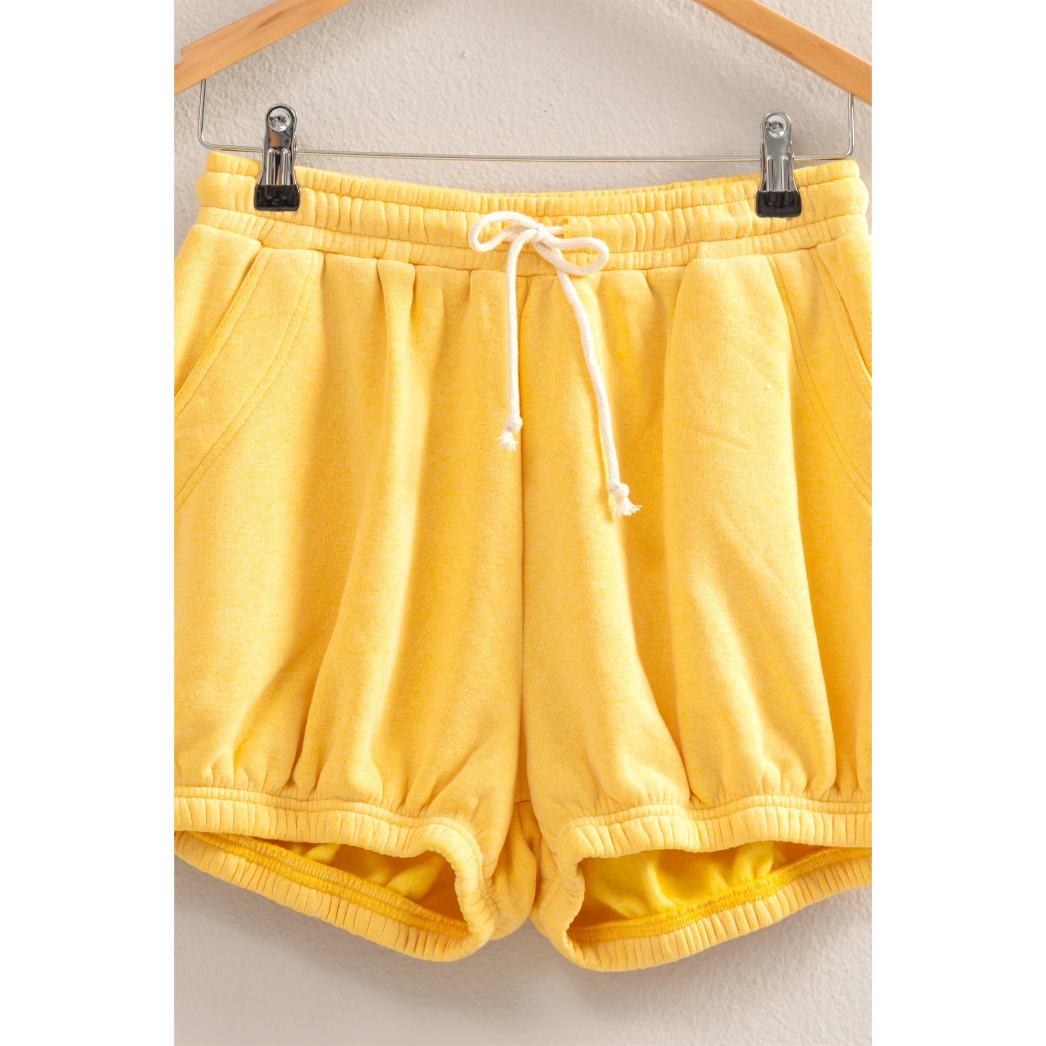 Drawstring Waist Bubbled Hem Shorts: SAGE GREEN / S-M-L(2-2-2)