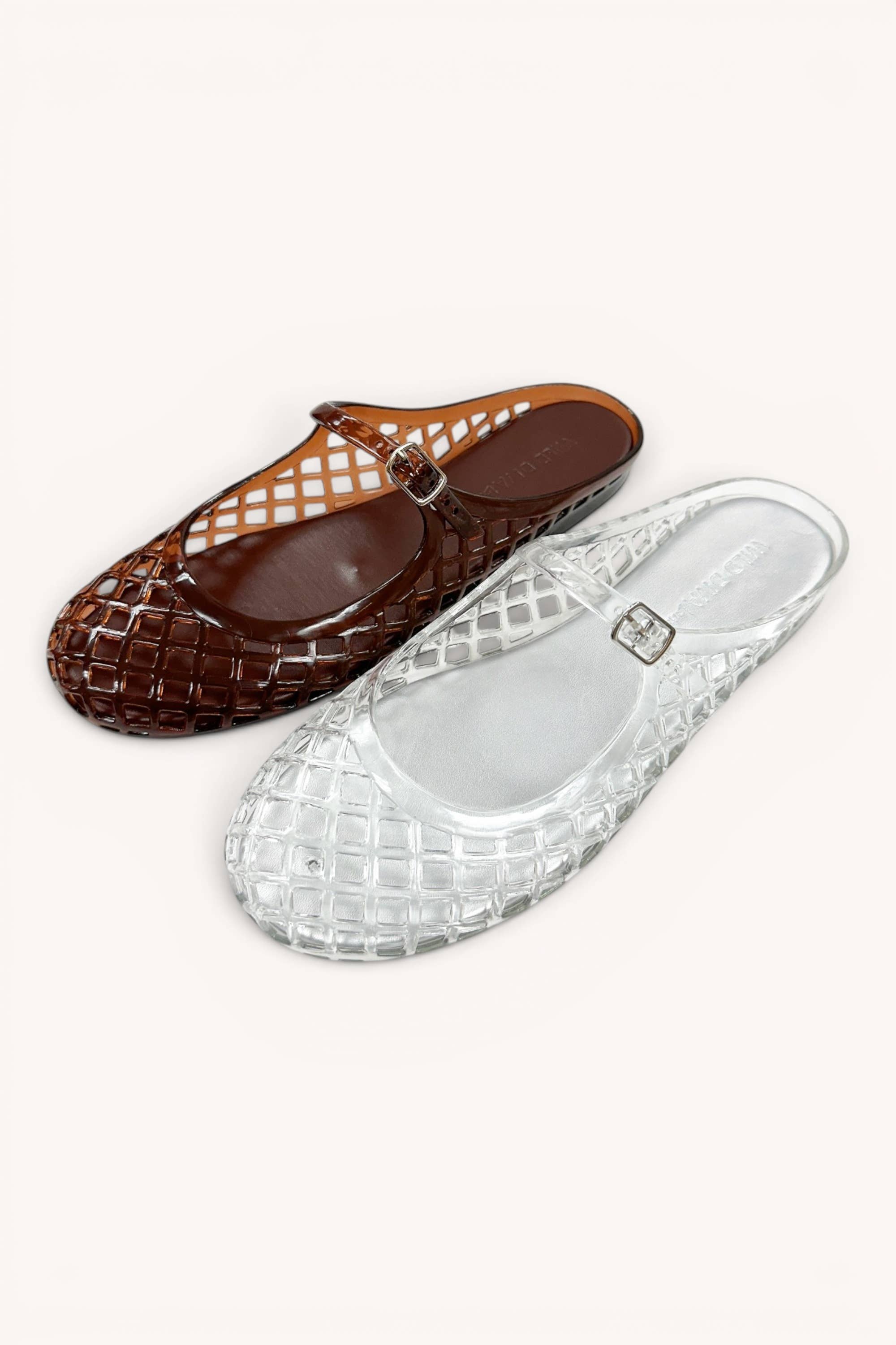 BEVER-01 Jelly Mary Jane Mule Flats Trending Fisherman Mesh : BROWN / 5-6-7-8-9-10(2-4-5-4-2-1)