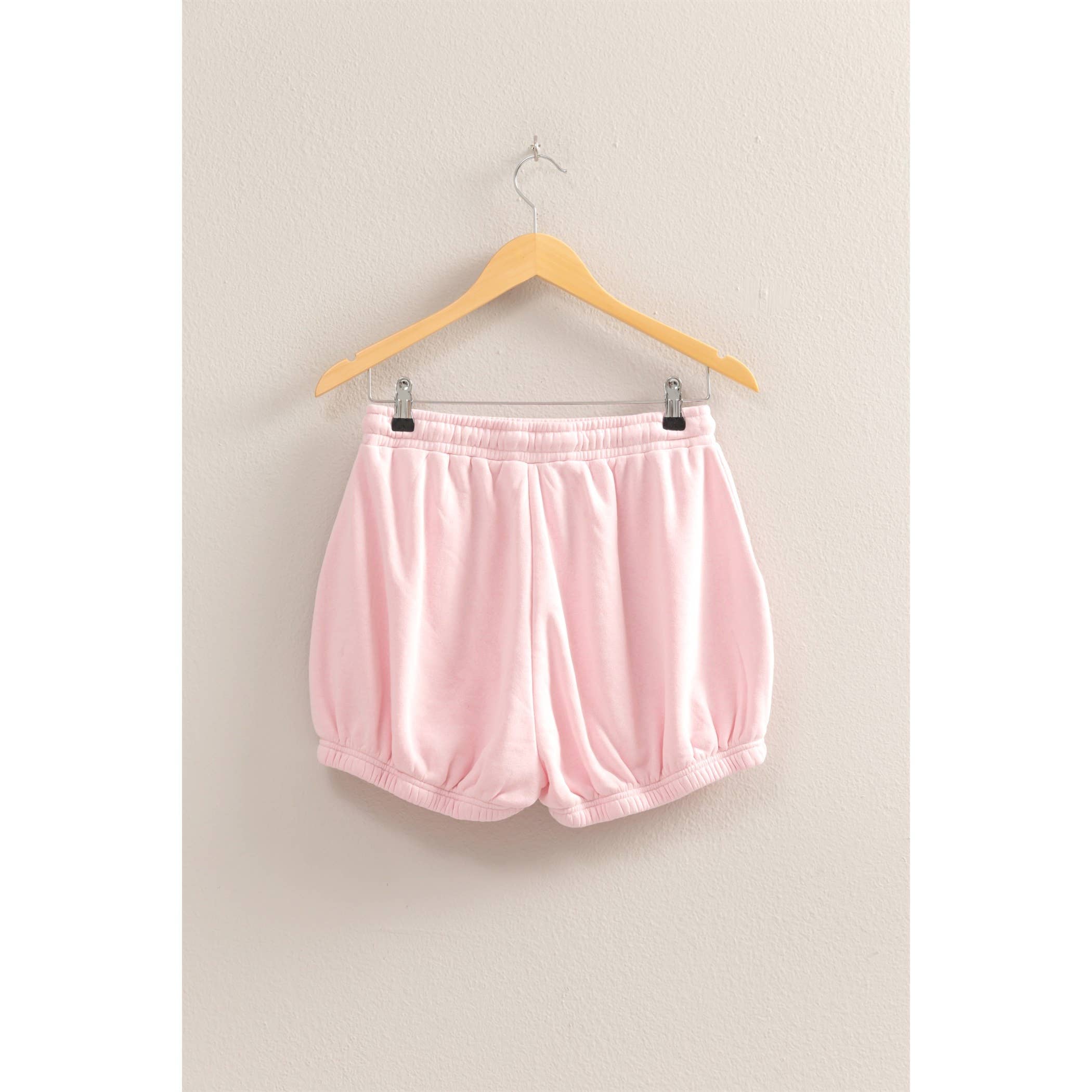 Drawstring Waist Bubbled Hem Shorts: CORAL / S-M-L(2-2-2)