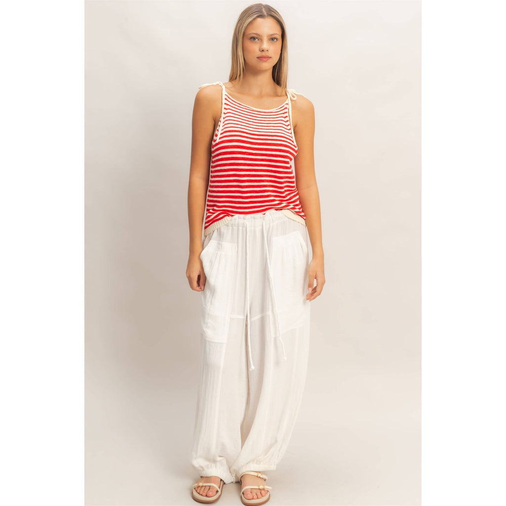 Elastic Hem Drawstring Pants: DUSTY SAGE / S-M-L(2-2-2)
