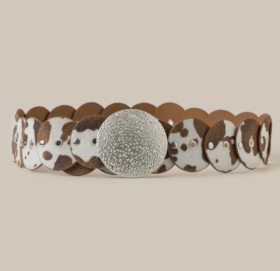 Faux Cowhide Buckle Belt
