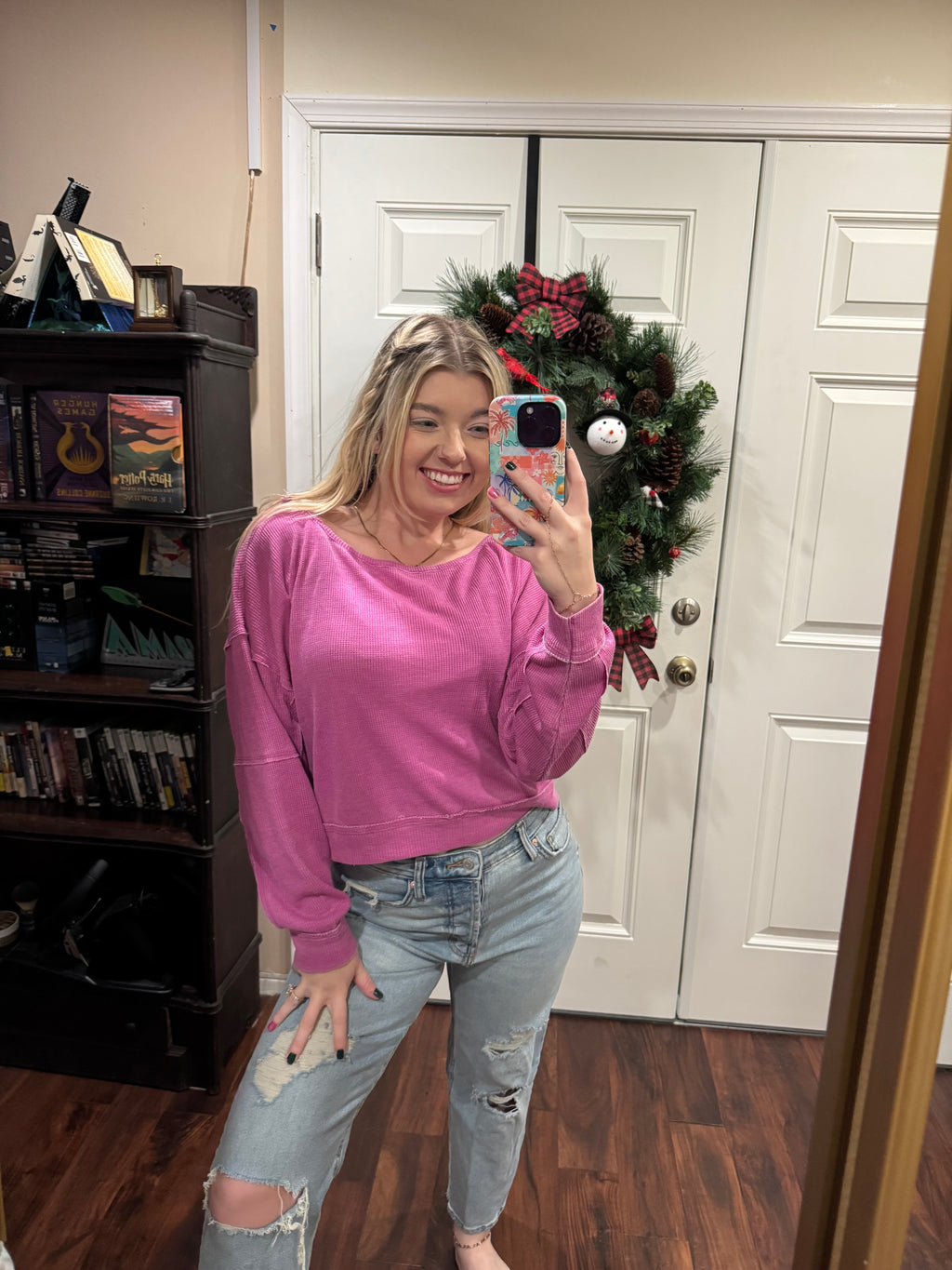 Pink Bay Boatneck Top