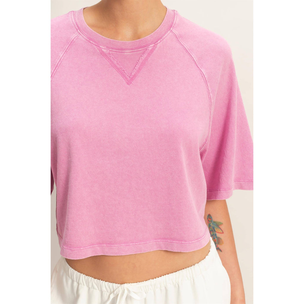 Mineral Washed Cropped Tee: NAVY / S-M-L(2-2-2)