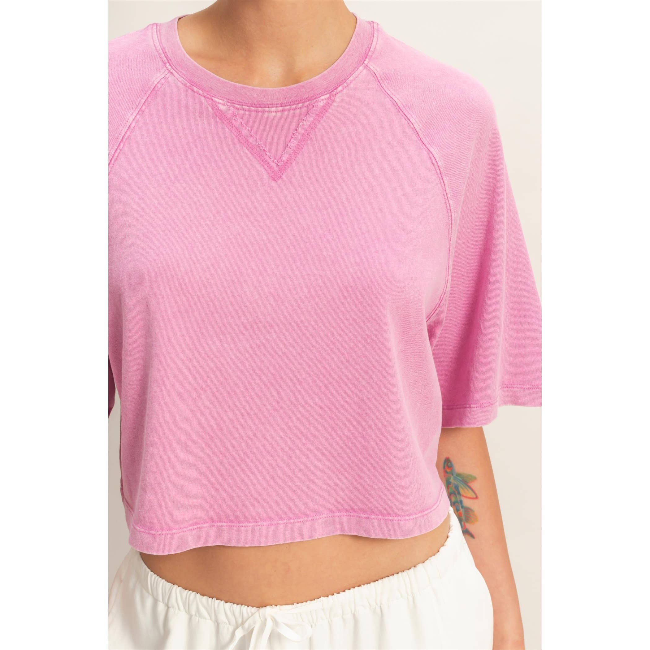 Mineral Washed Cropped Tee: NAVY / S-M-L(2-2-2)