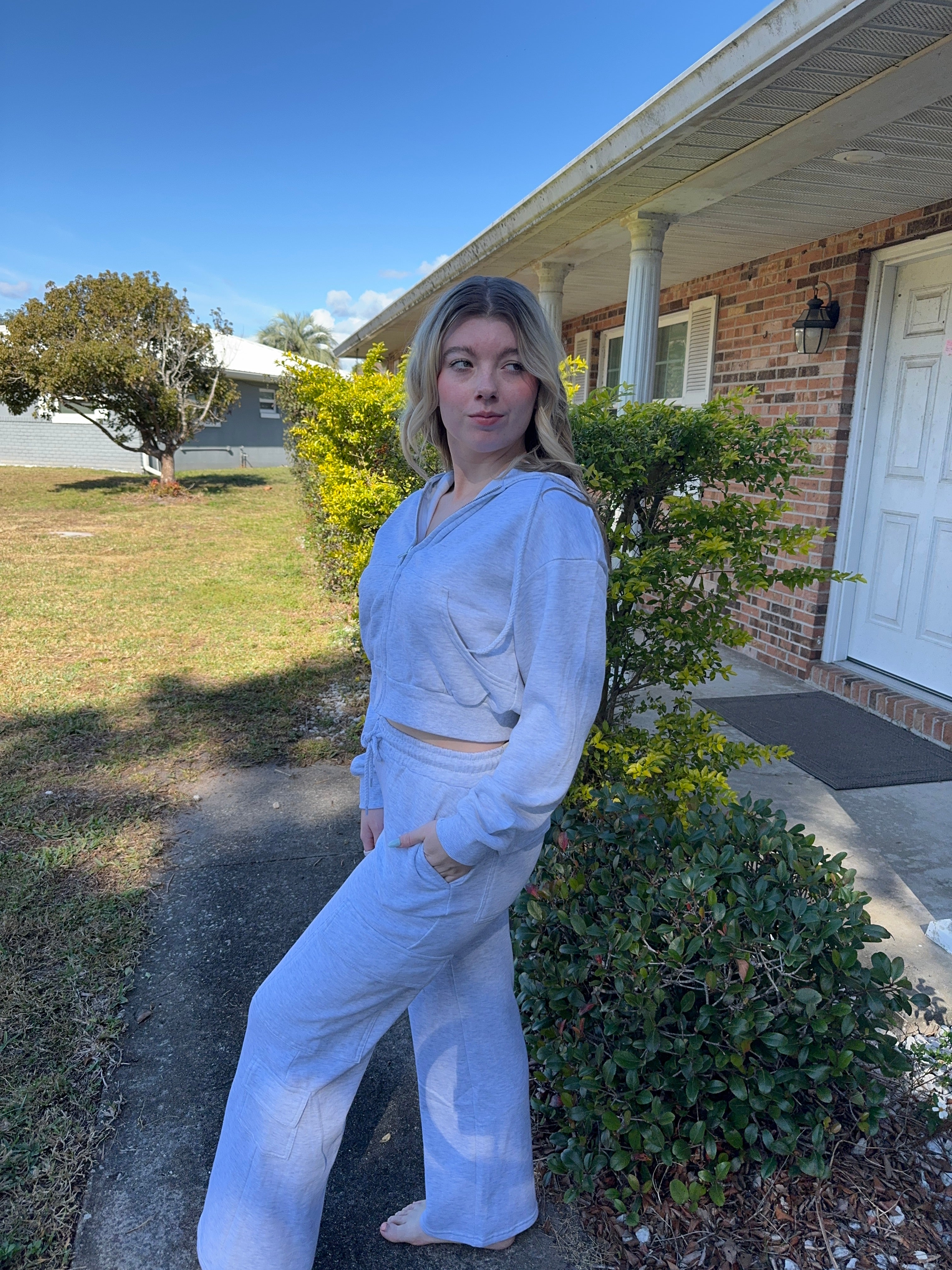 Heather Grey Lounge - ZIP UP TOP