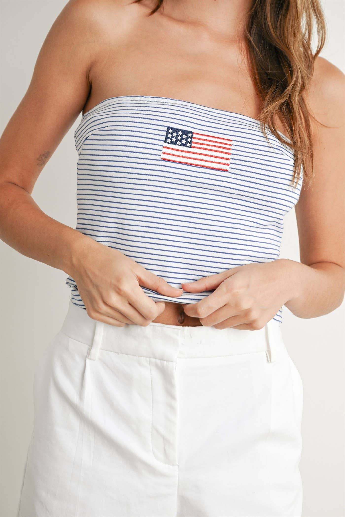 Stars and Stripes Tube Top - BMT7755: IVORY / YELLOW / M