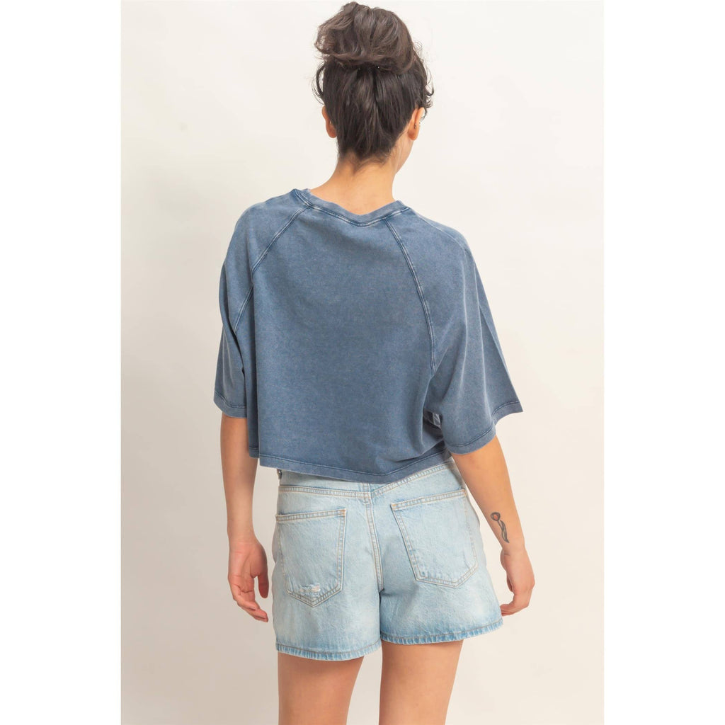 Mineral Washed Cropped Tee: NAVY / S-M-L(2-2-2)