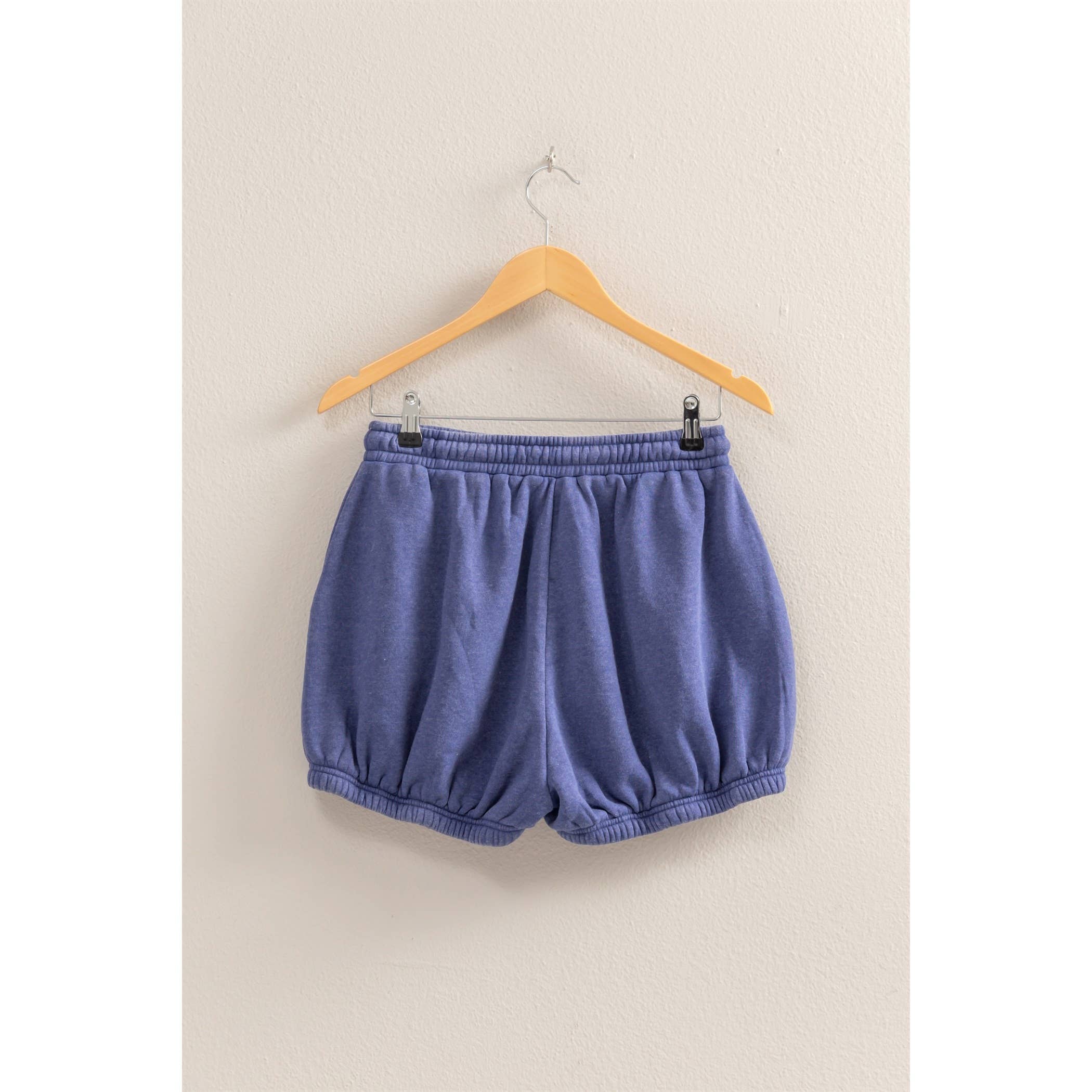 Drawstring Waist Bubbled Hem Shorts: CORAL / S-M-L(2-2-2)