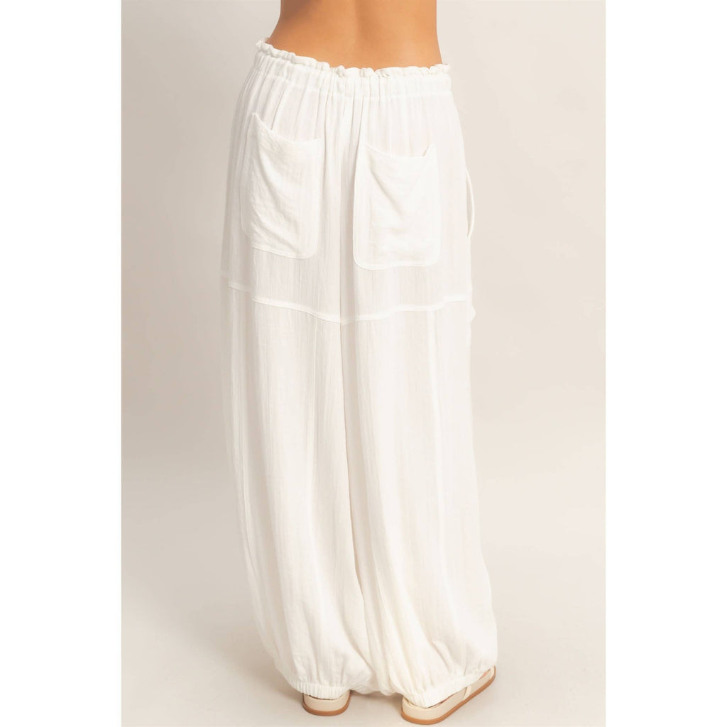 Elastic Hem Drawstring Pants: DUSTY SAGE / S-M-L(2-2-2)