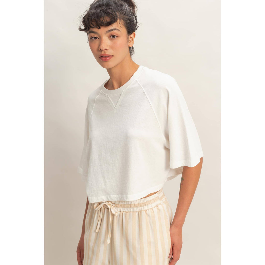 Mineral Washed Cropped Tee: NAVY / S-M-L(2-2-2)
