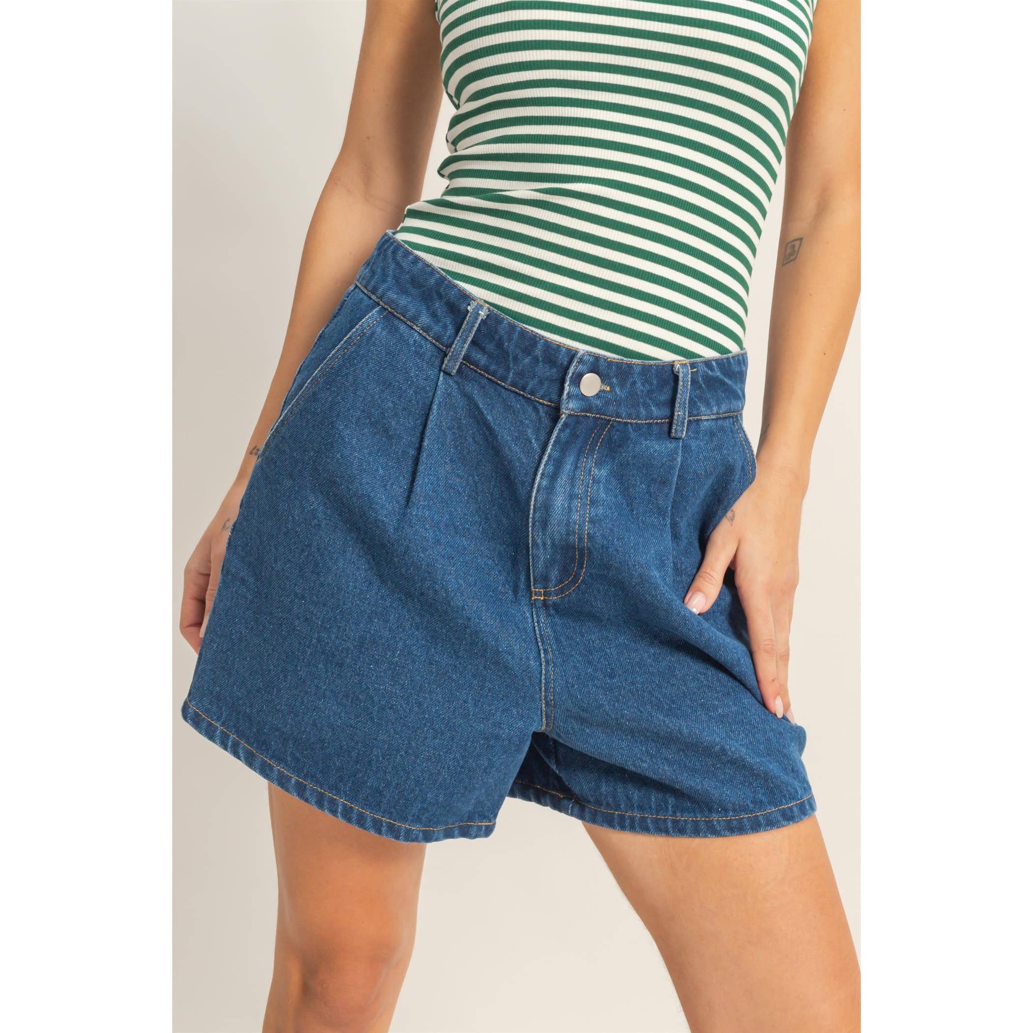 Enzyme Wash Denim Shorts: L.BLUE / S-M-L(2-2-2)