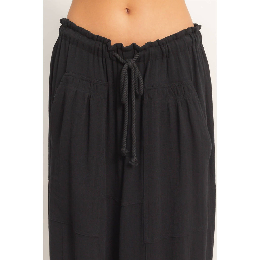 Elastic Hem Drawstring Pants: DUSTY SAGE / S-M-L(2-2-2)