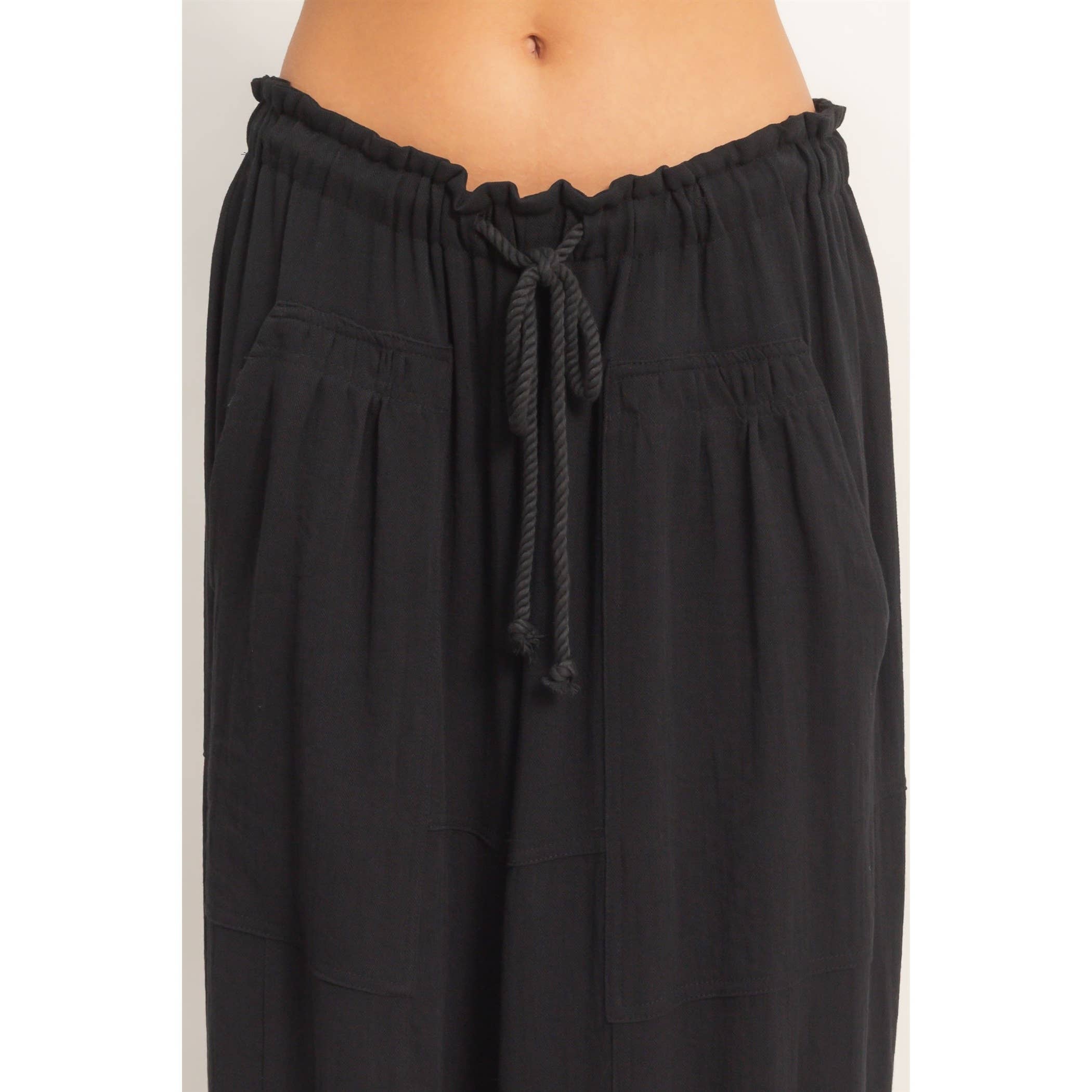 Elastic Hem Drawstring Pants: DUSTY SAGE / S-M-L(2-2-2)