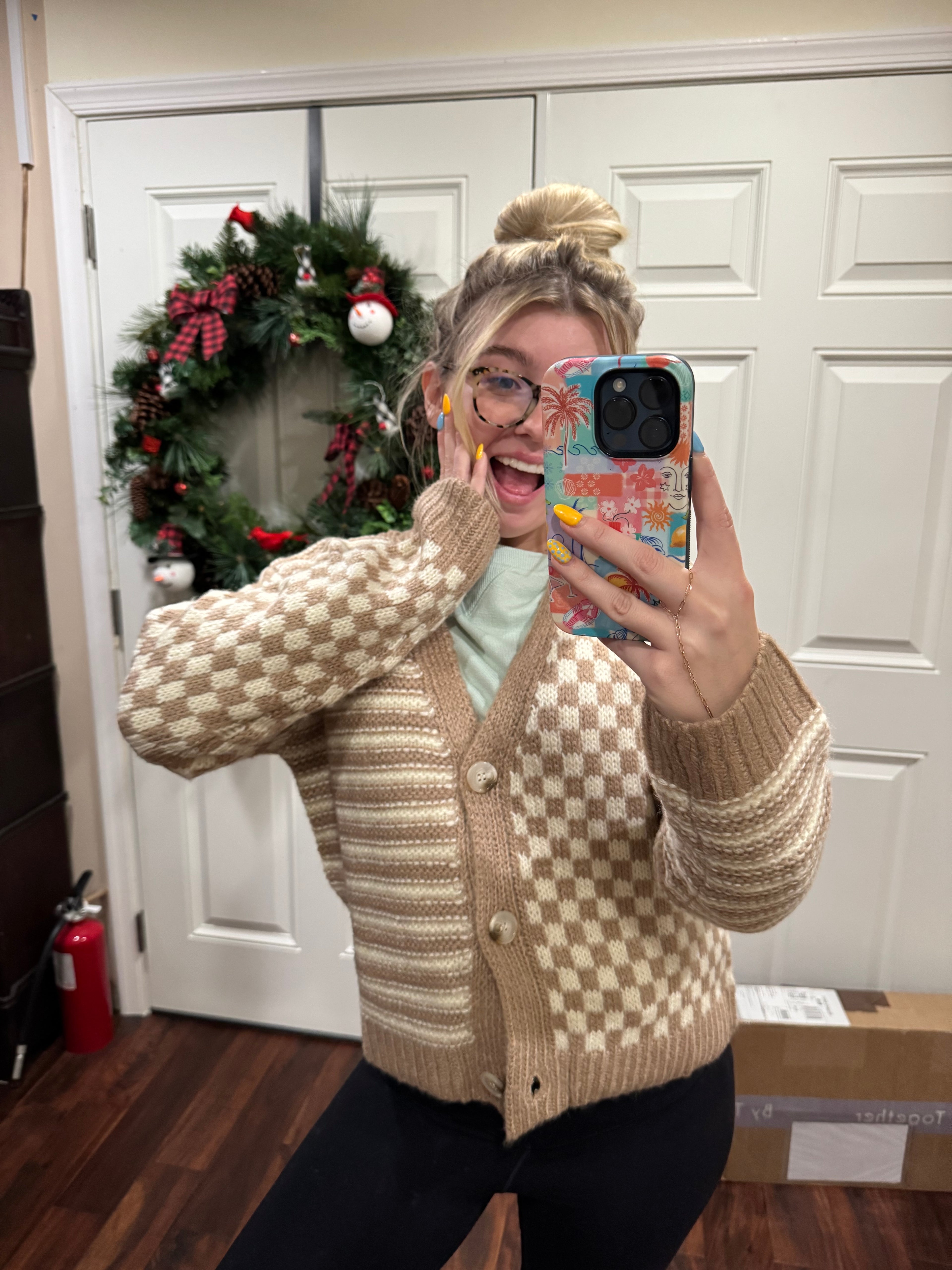 The Jade Checkered Cardi