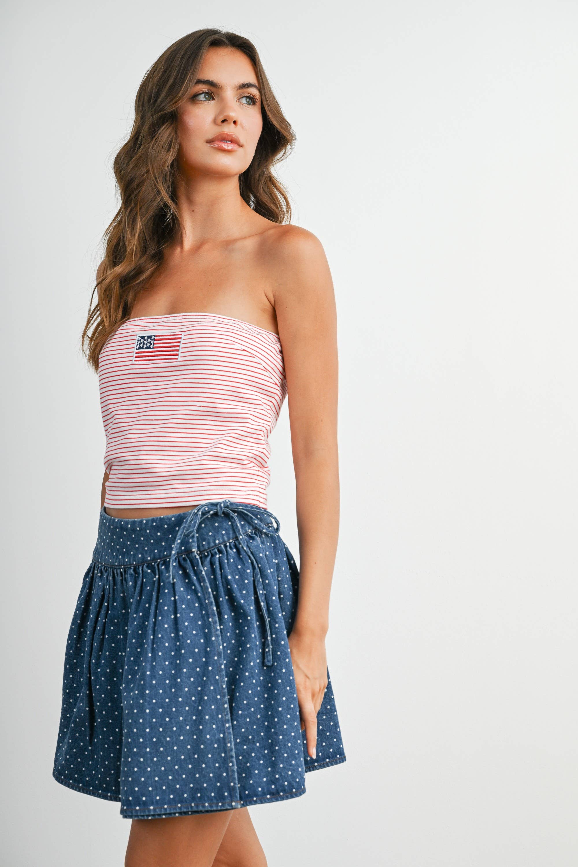 Stars and Stripes Tube Top - BMT7755: IVORY / YELLOW / M