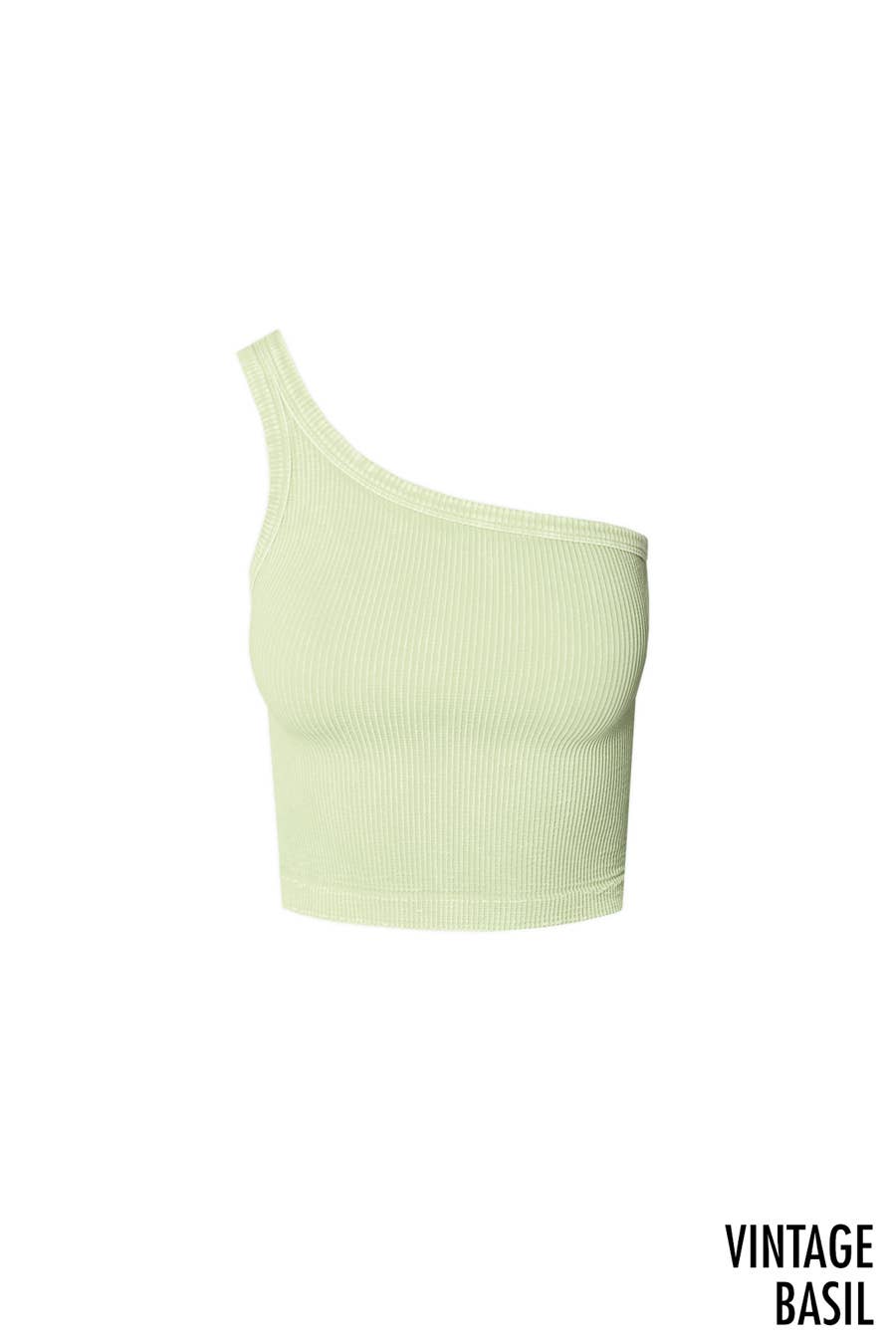Vintage One Shoulder Crop Top: Vt. Citrus Green