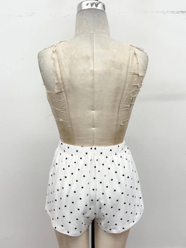 Polka Dot Lounge Shorts: Lt blue / M