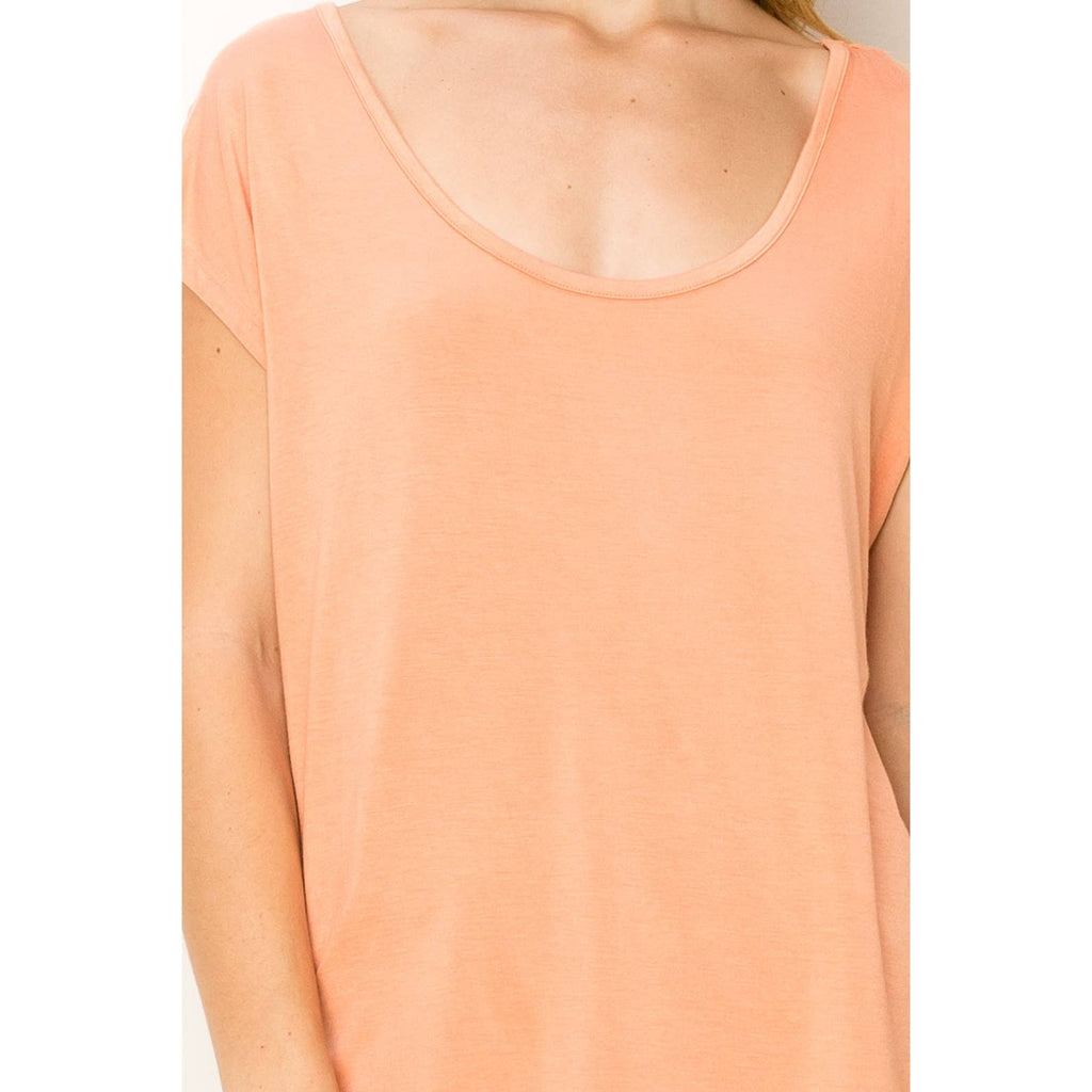 Scoop Neck Short Sleeves Top: PALE OLIVE / S-M-L(2-2-2)