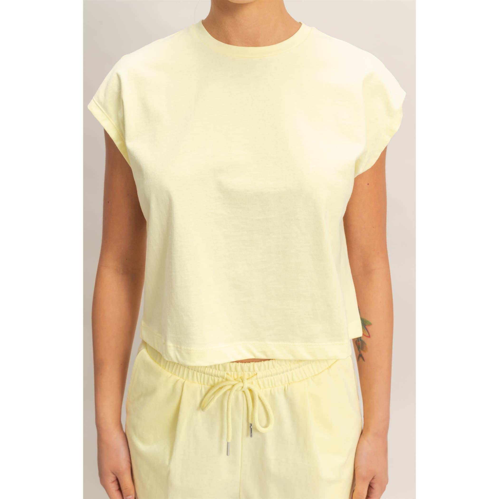Cap Sleeve Boxy Top And Shorts Set: SAGE GREEN / S-M-L(2-2-2)