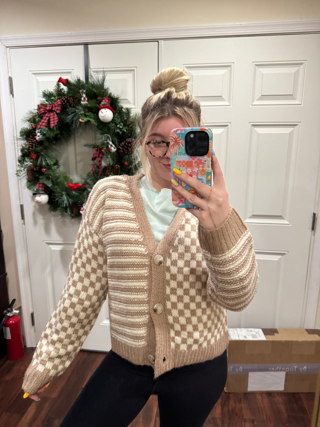 The Jade Checkered Cardi