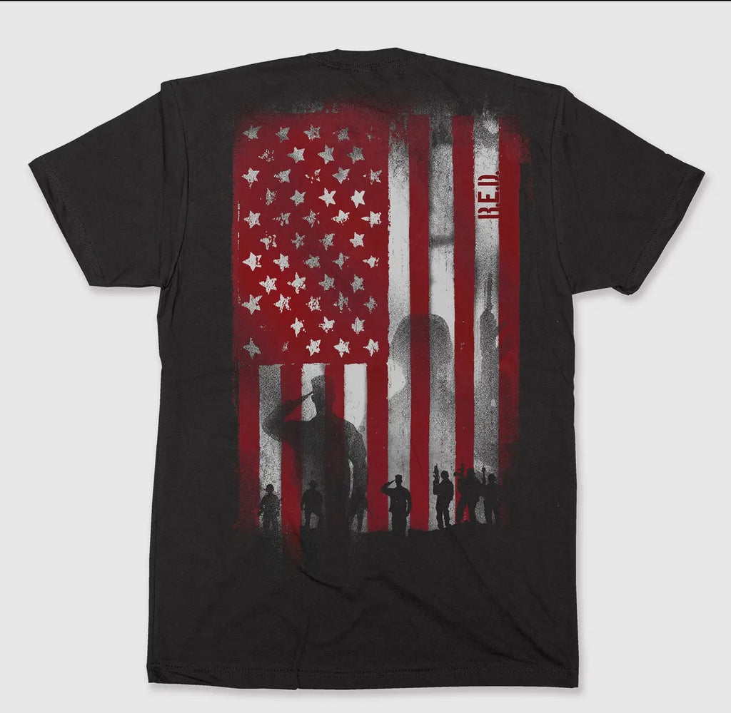 Blackout patriot RED flag tee