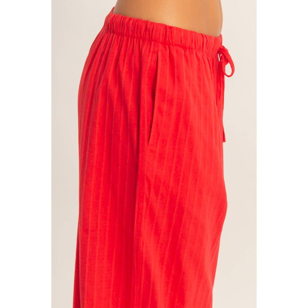 Pinstriped Jacquard Drawstring Pants: NAVY / S-M-L(2-2-2)