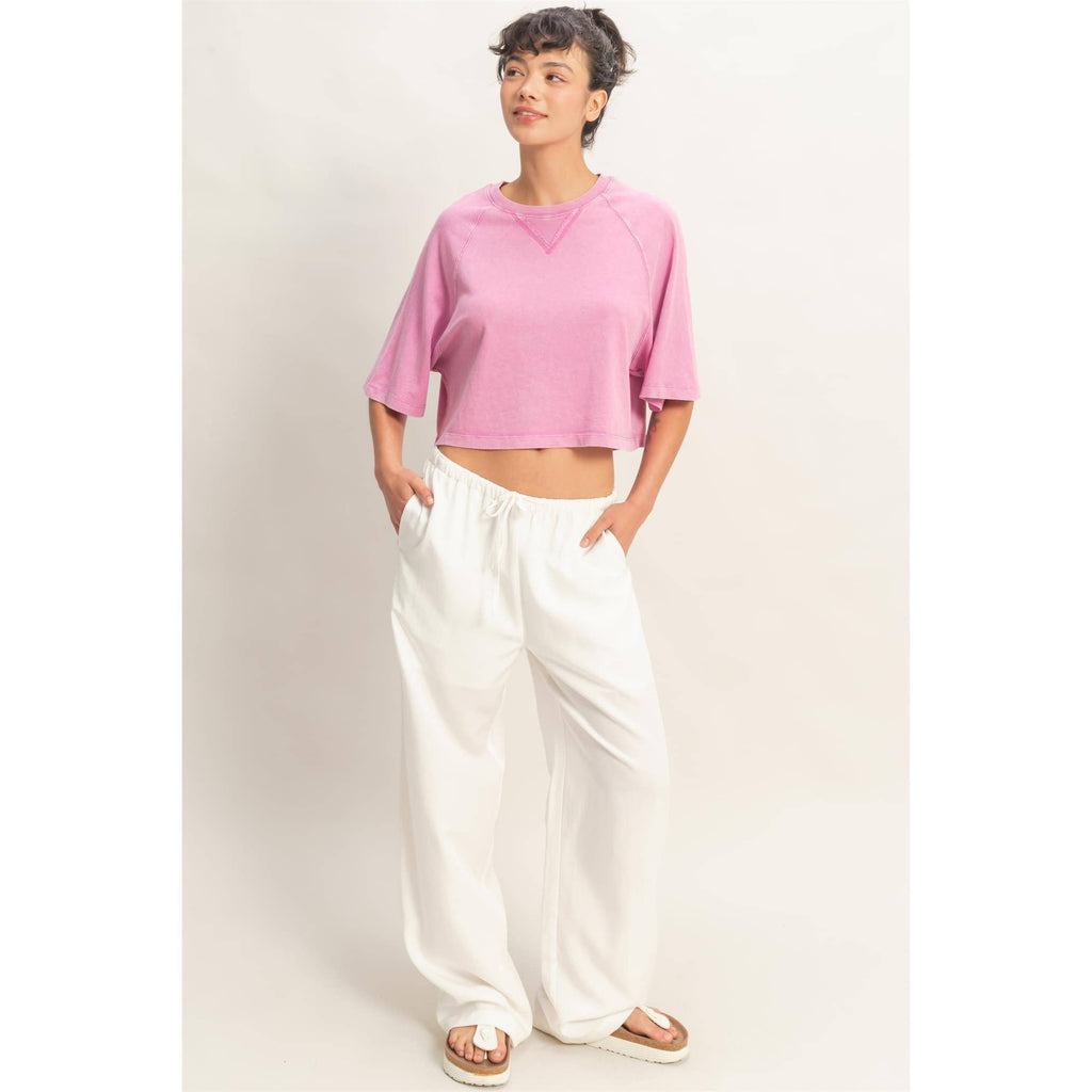 Mineral Washed Cropped Tee: NAVY / S-M-L(2-2-2)