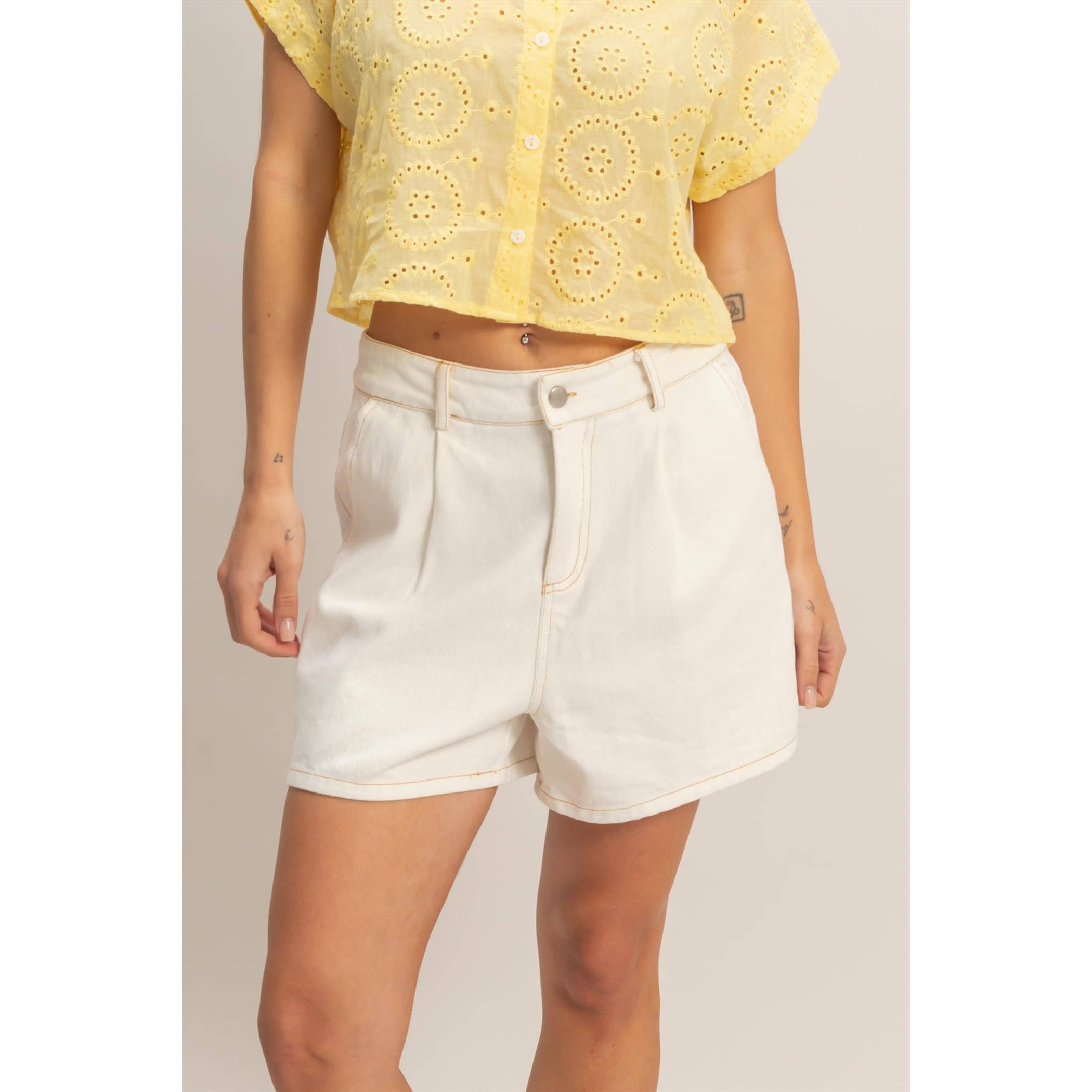 Enzyme Wash Denim Shorts: L.BLUE / S-M-L(2-2-2)