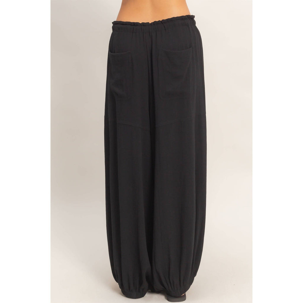 Elastic Hem Drawstring Pants: DUSTY SAGE / S-M-L(2-2-2)