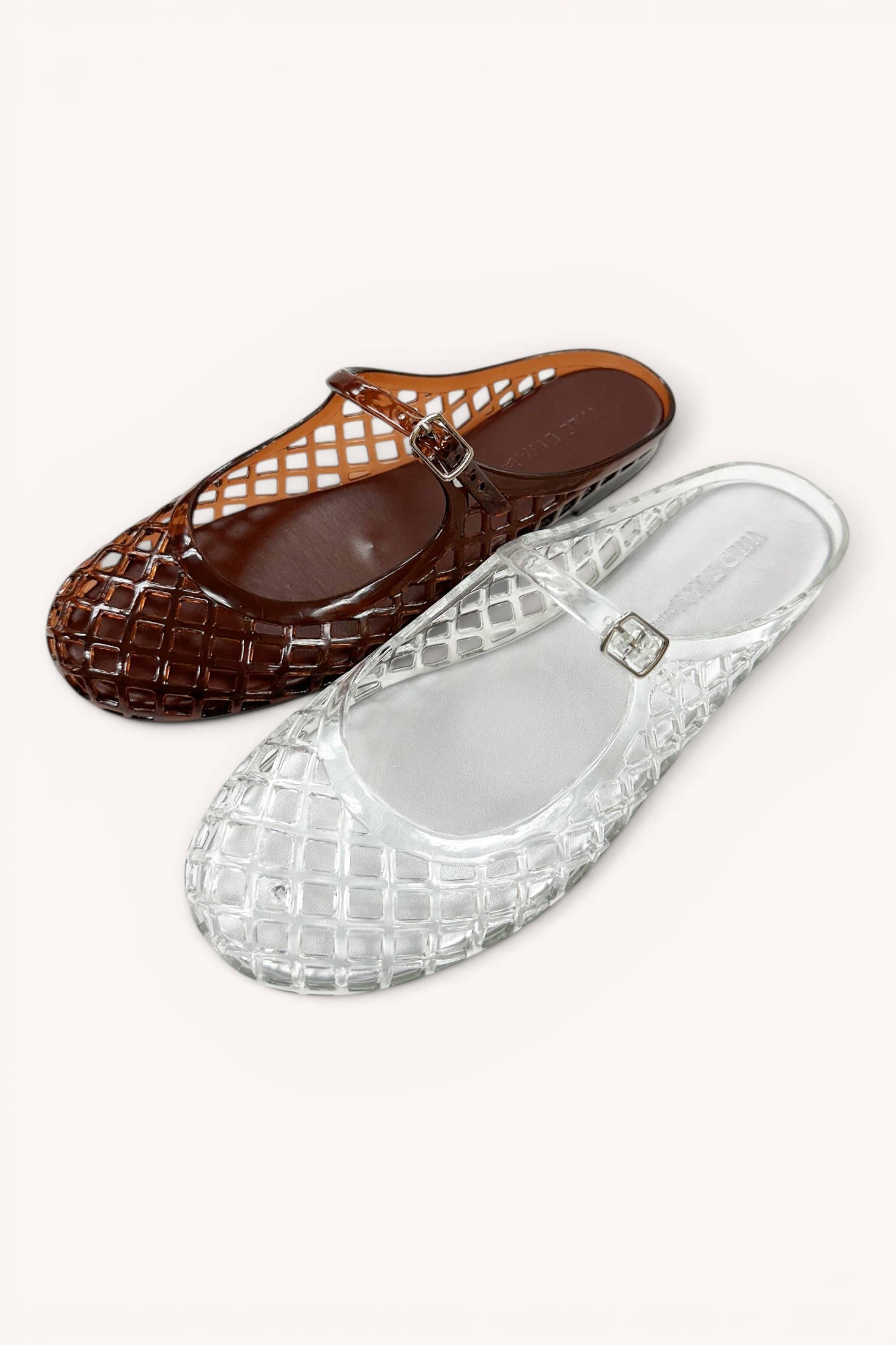 BEVER-01 Jelly Mary Jane Mule Flats Trending Fisherman Mesh : BROWN / 5-6-7-8-9-10(2-4-5-4-2-1)