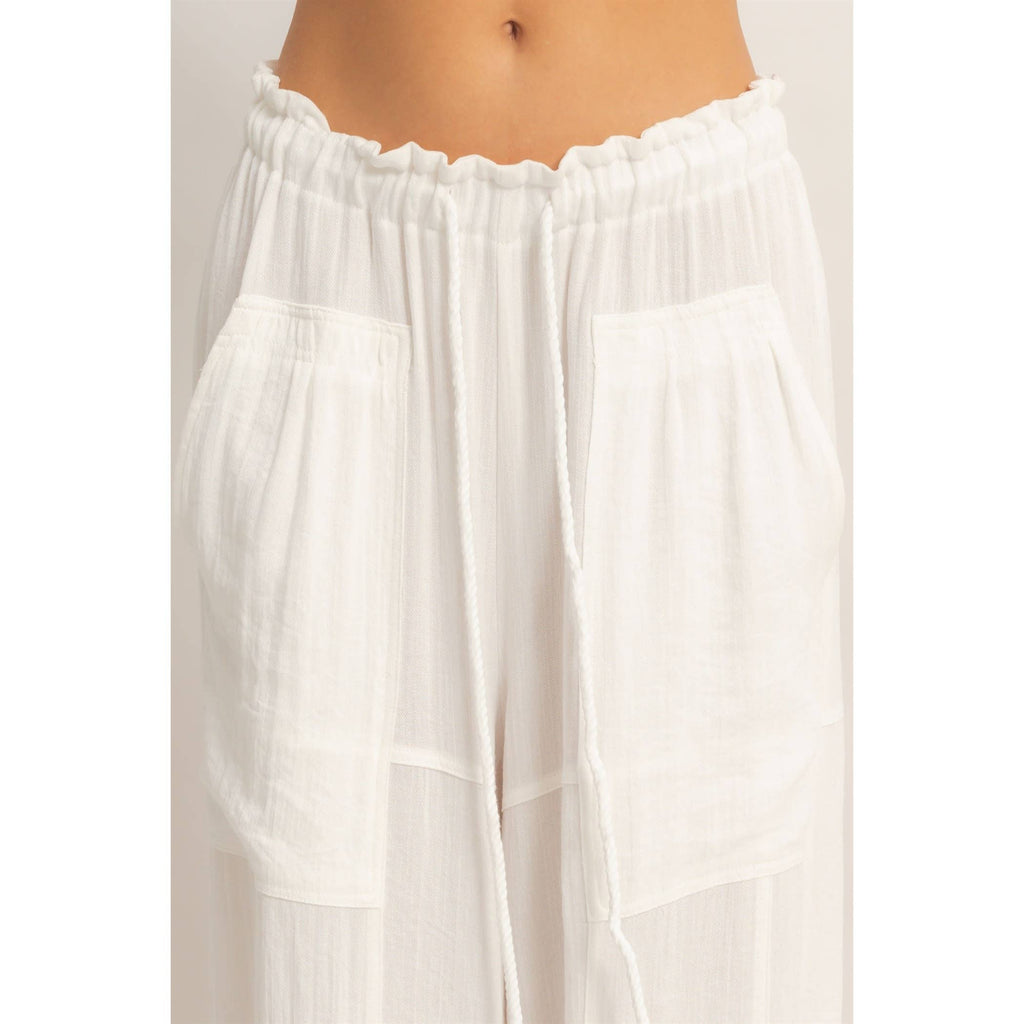 Elastic Hem Drawstring Pants: DUSTY SAGE / S-M-L(2-2-2)
