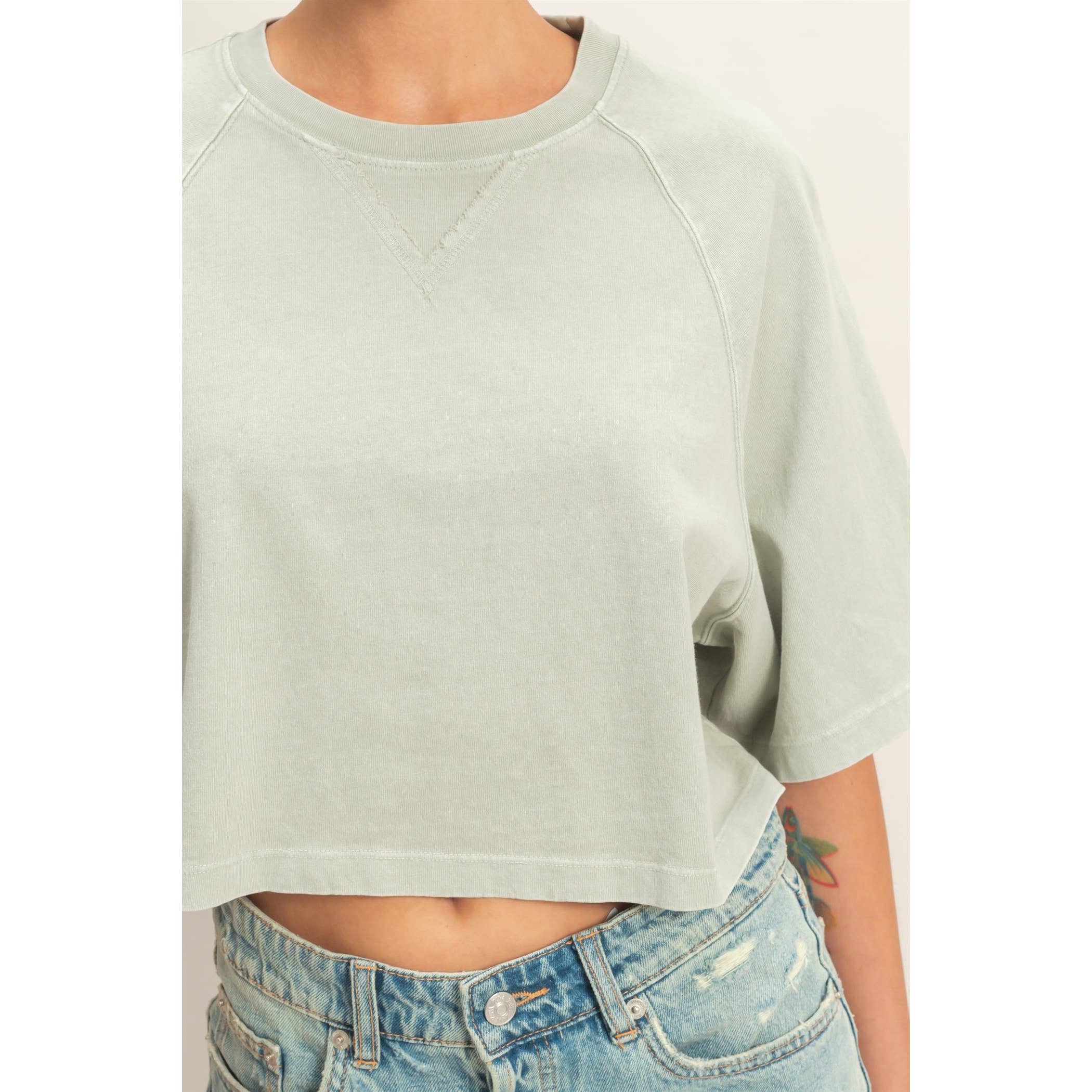 Mineral Washed Cropped Tee: NAVY / S-M-L(2-2-2)