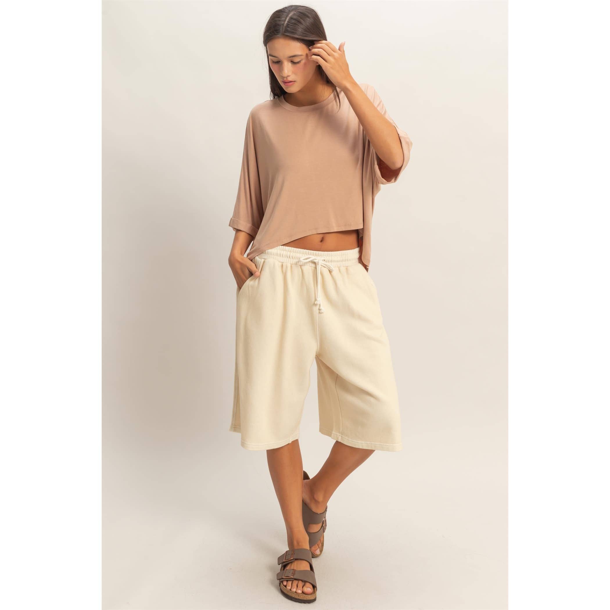 Relaxed High-Low Batwing Sleeve Top: BLUE / S-M-L(2-2-2)