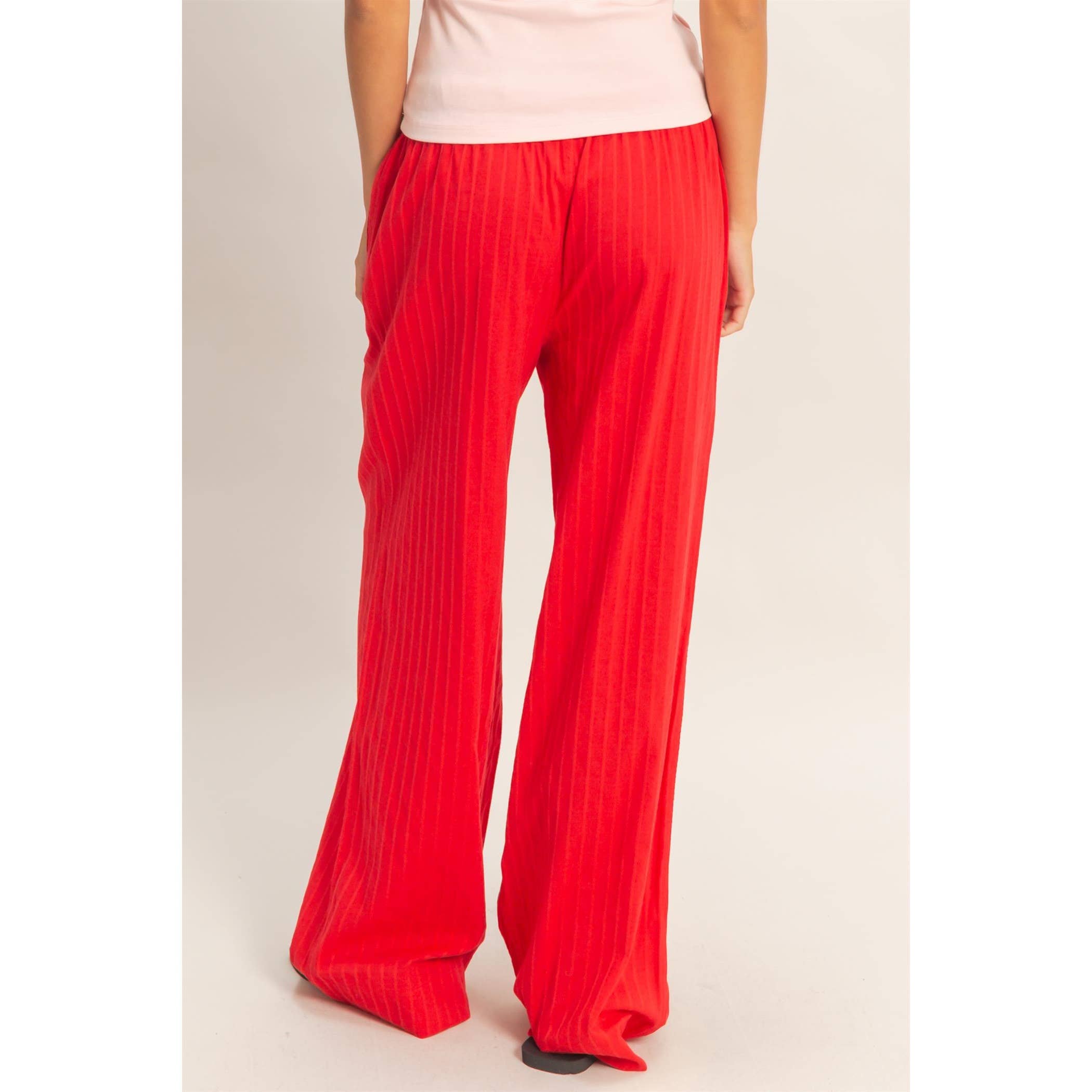 Pinstriped Jacquard Drawstring Pants: NAVY / S-M-L(2-2-2)