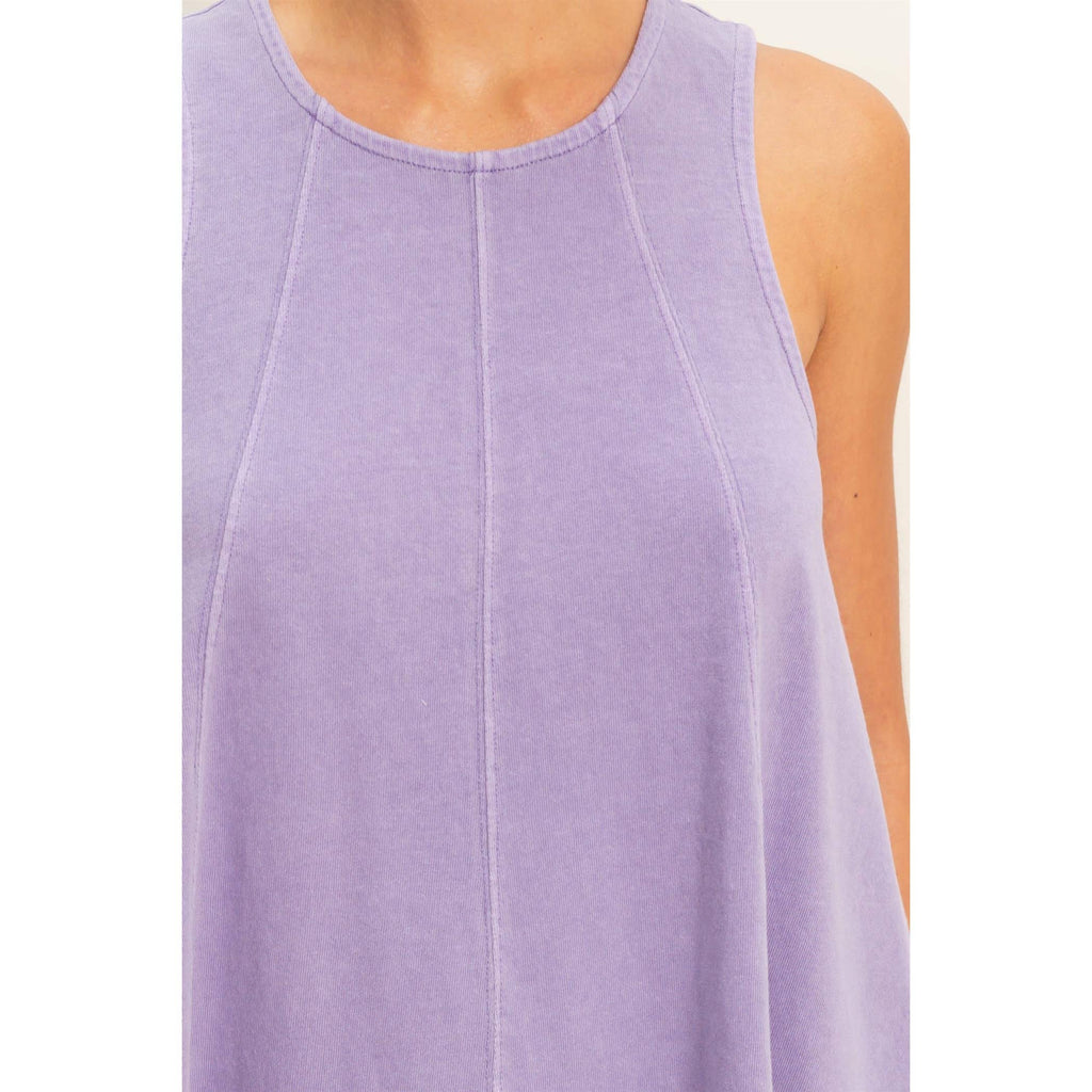 Sleeveless Round Neck Top & Shorts Set: DUSTY PURPLE / S-M-L(2-2-2)